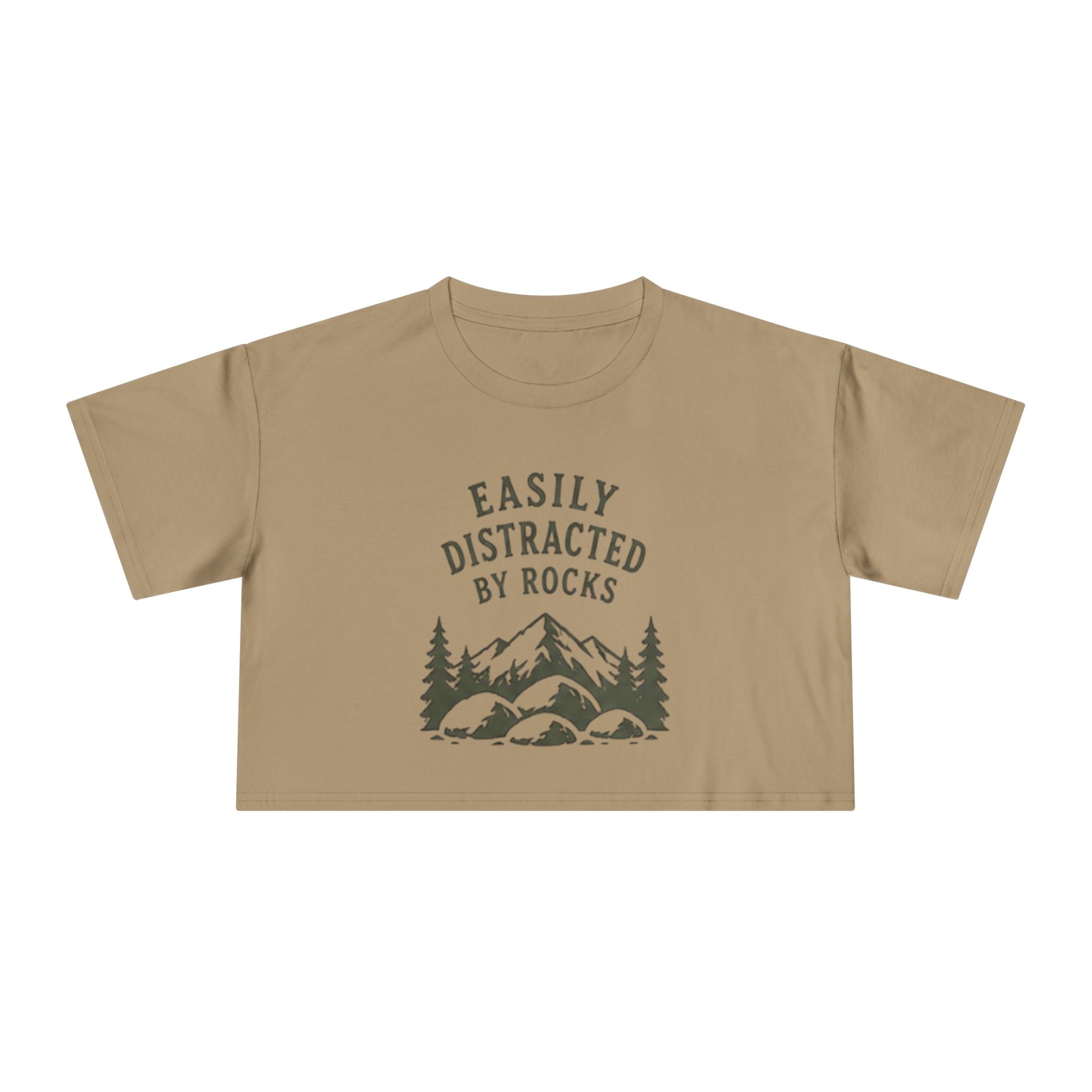 Crop Tee | "Easily Distracted by Rocks" Nature Crop Top for Rock Lovers
