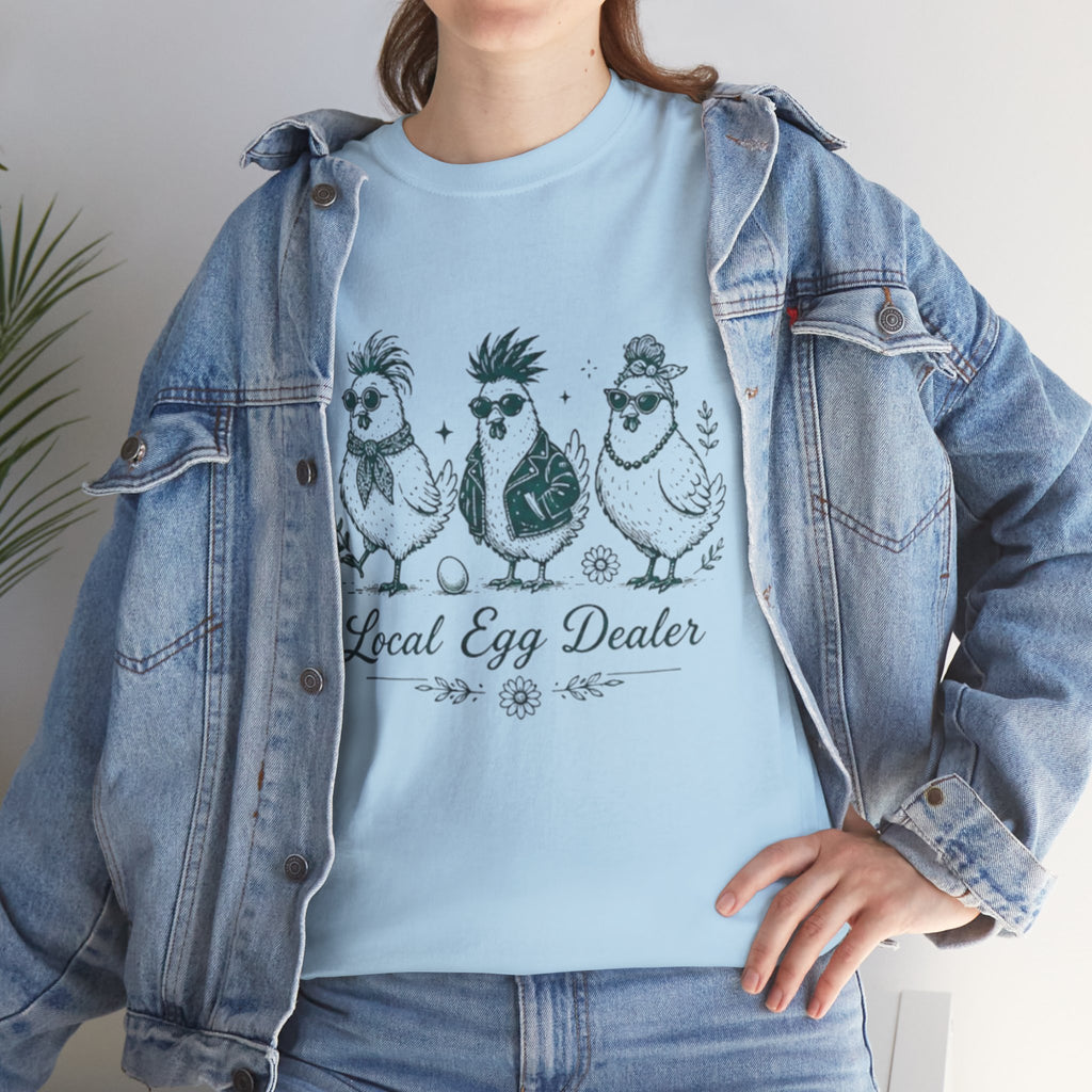 Local Egg Dealer T-Shirt | Funny Chicken Illustration Tee for Farm Lovers