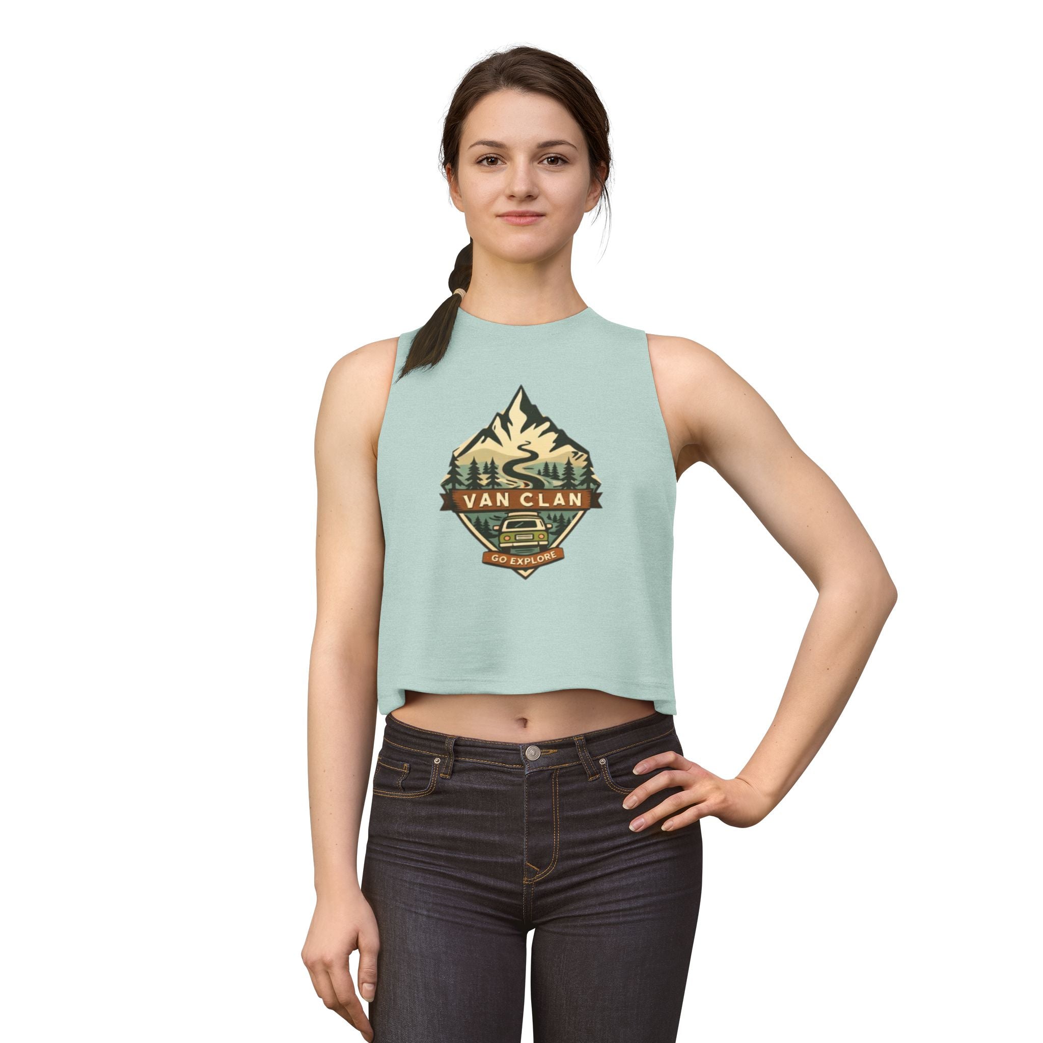 Van Clan "Go Explore" Crop Top | Women's Adventure Graphic Tank