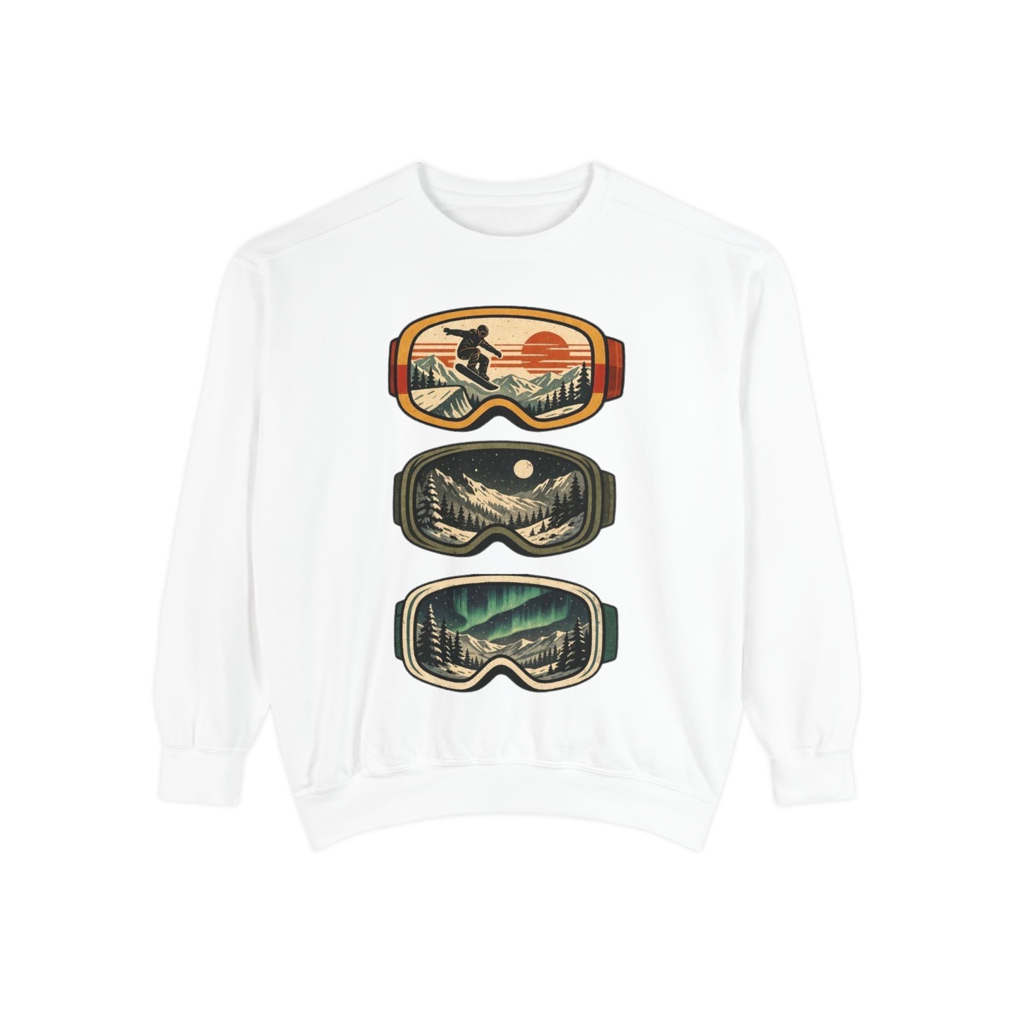 Snow Goggles Graphic Sweatshirt | Mountain Adventure Ski & Snowboard Crewneck