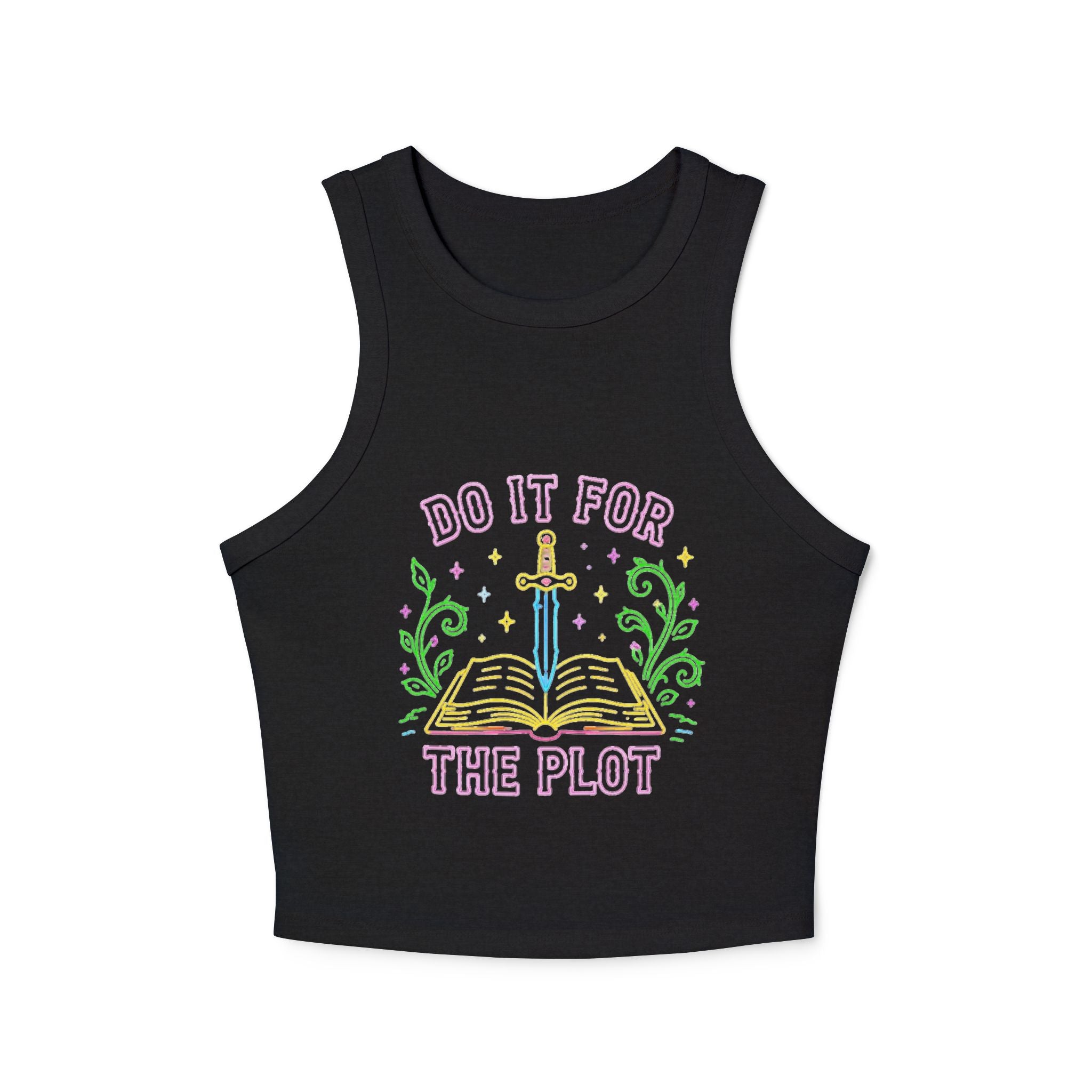 Do It For The Plot Racer Tank | Booklover Literary Graphic Crop Top