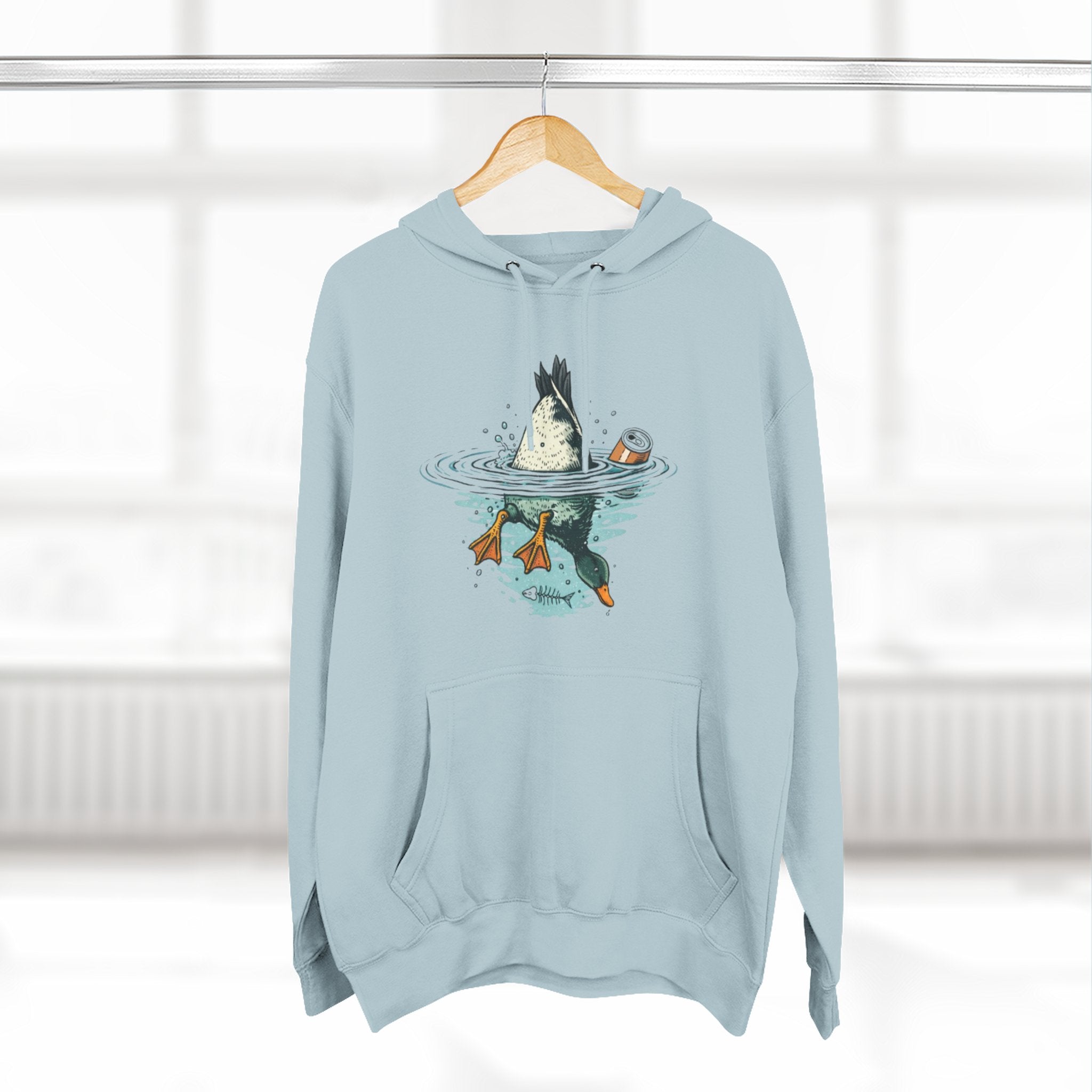 Bottoms Up Duck Fleece Hoodie | Beer Can Graphic Three Panel Pullover