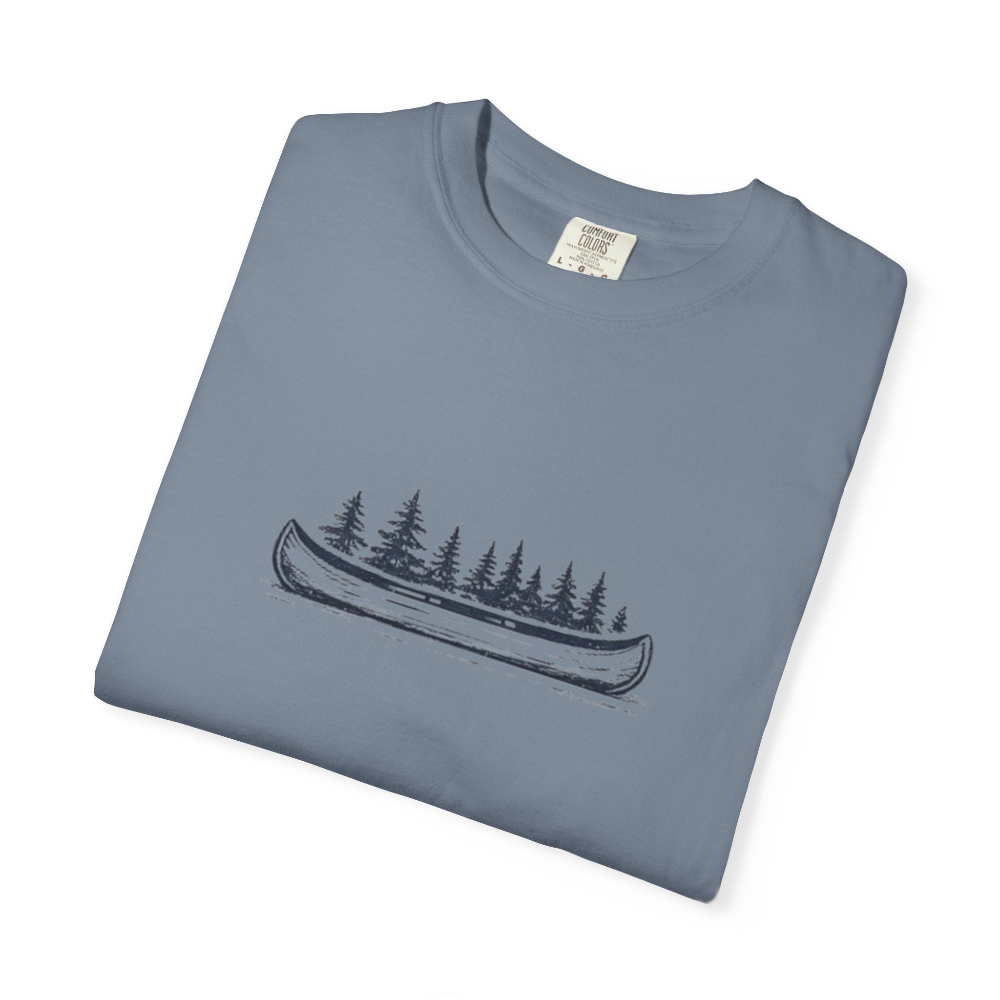 Canoe & Pines T-Shirt | Minimal Outdoor Adventure Graphic Tee