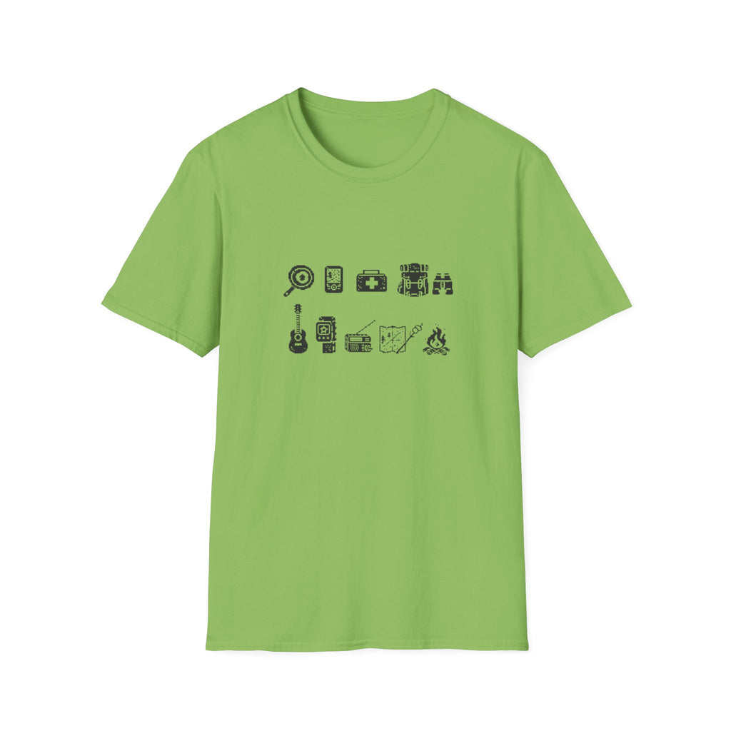 T-Shirt | Minimal Camping Gear Icons Graphic Tee | Camping Kit Tee