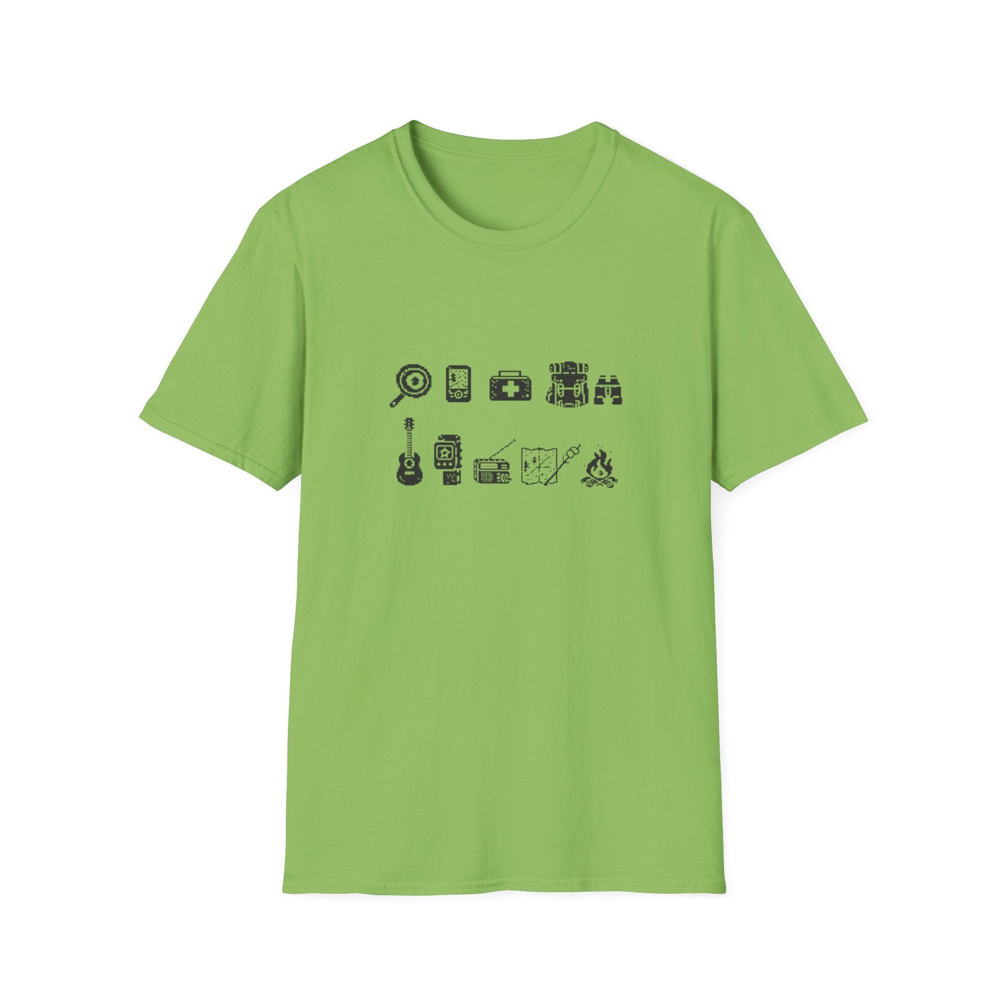 T-Shirt | Minimal Camping Gear Icons Graphic Tee | Camping Kit Tee