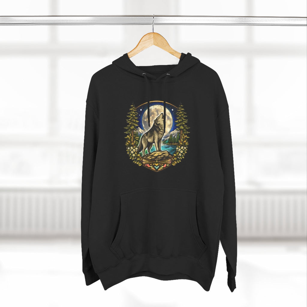 Wolf Moon Hoodie | Woodland Night Howl Graphic Fleece Hoodie
