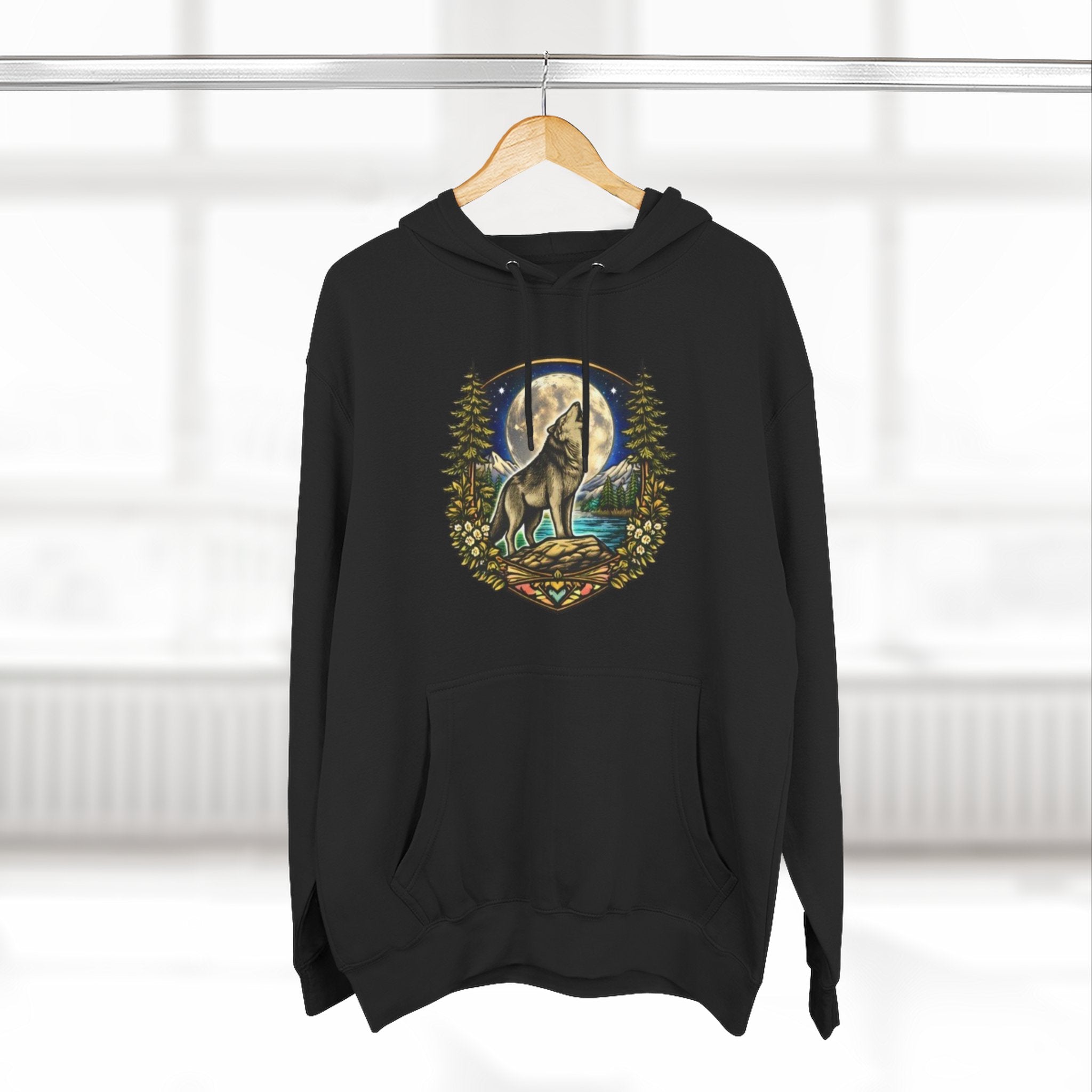 Wolf Moon Hoodie | Woodland Night Howl Graphic Fleece Hoodie