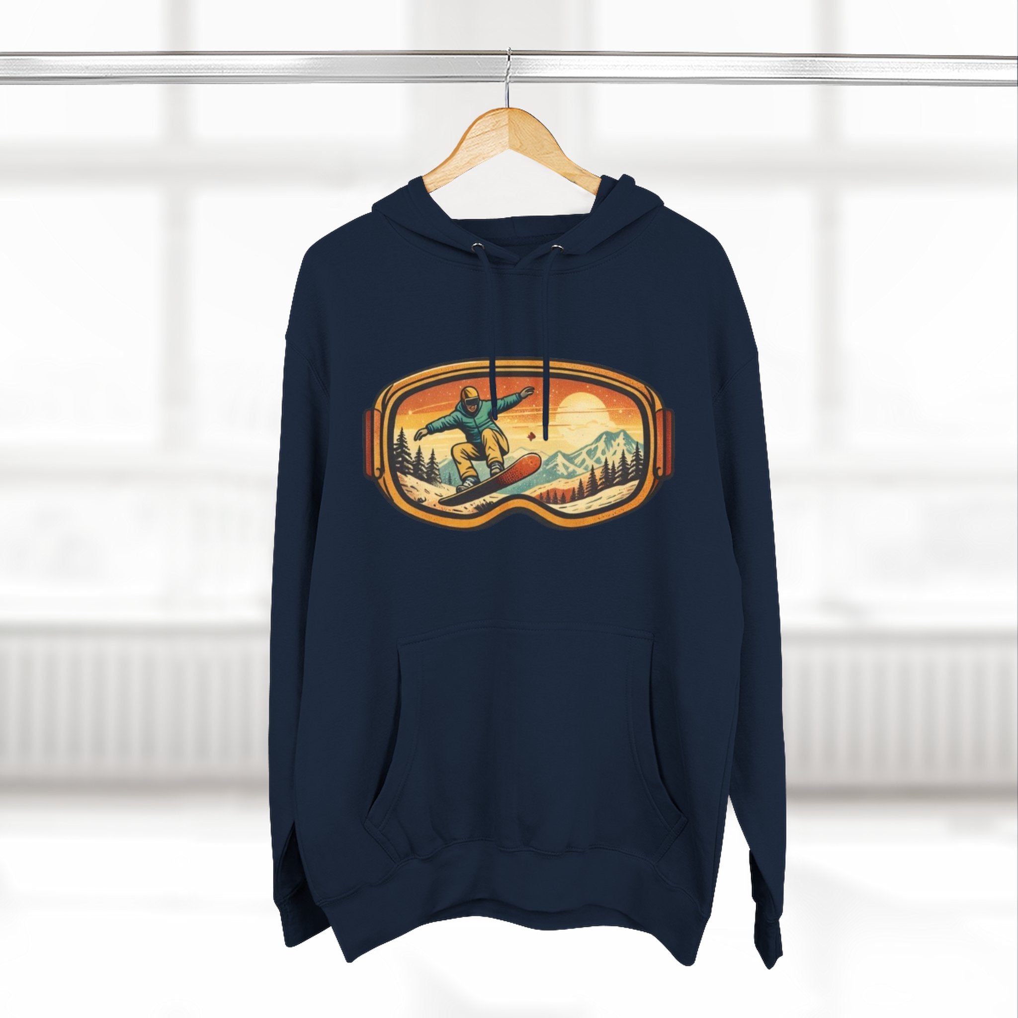 Snowboarder Goggles Graphic Hoodie | Vintage Mountain Ski Snowboarding Design