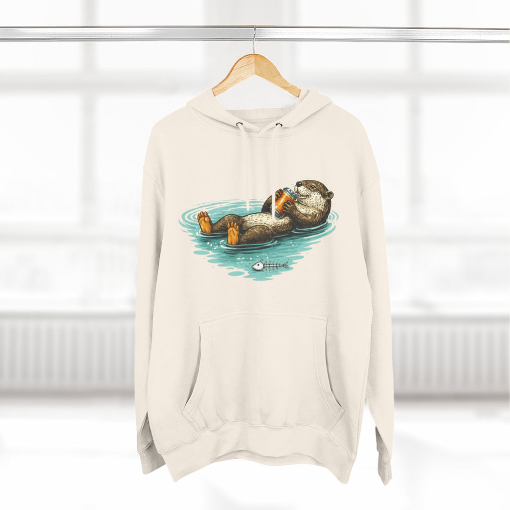 Otter Floating Graphic Hoodie | Relaxing Sea Otter with Beer Pullover
