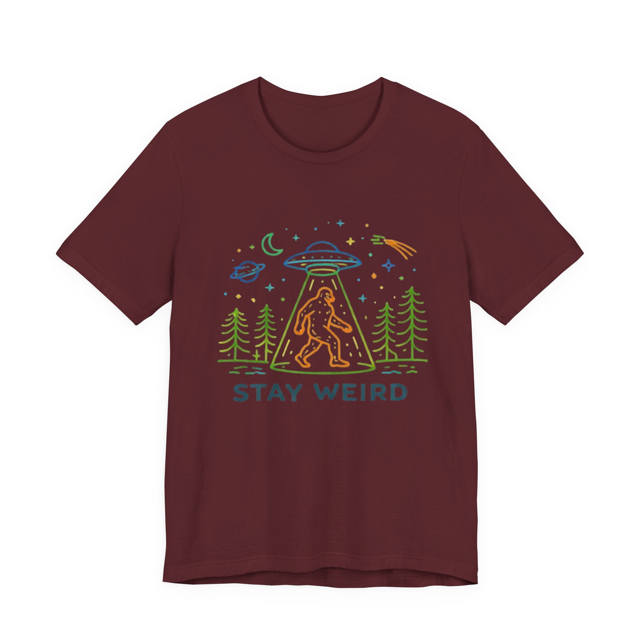 Stay Weird UFO Bigfoot T-Shirt Funny Alien Abduction Graphic Tee