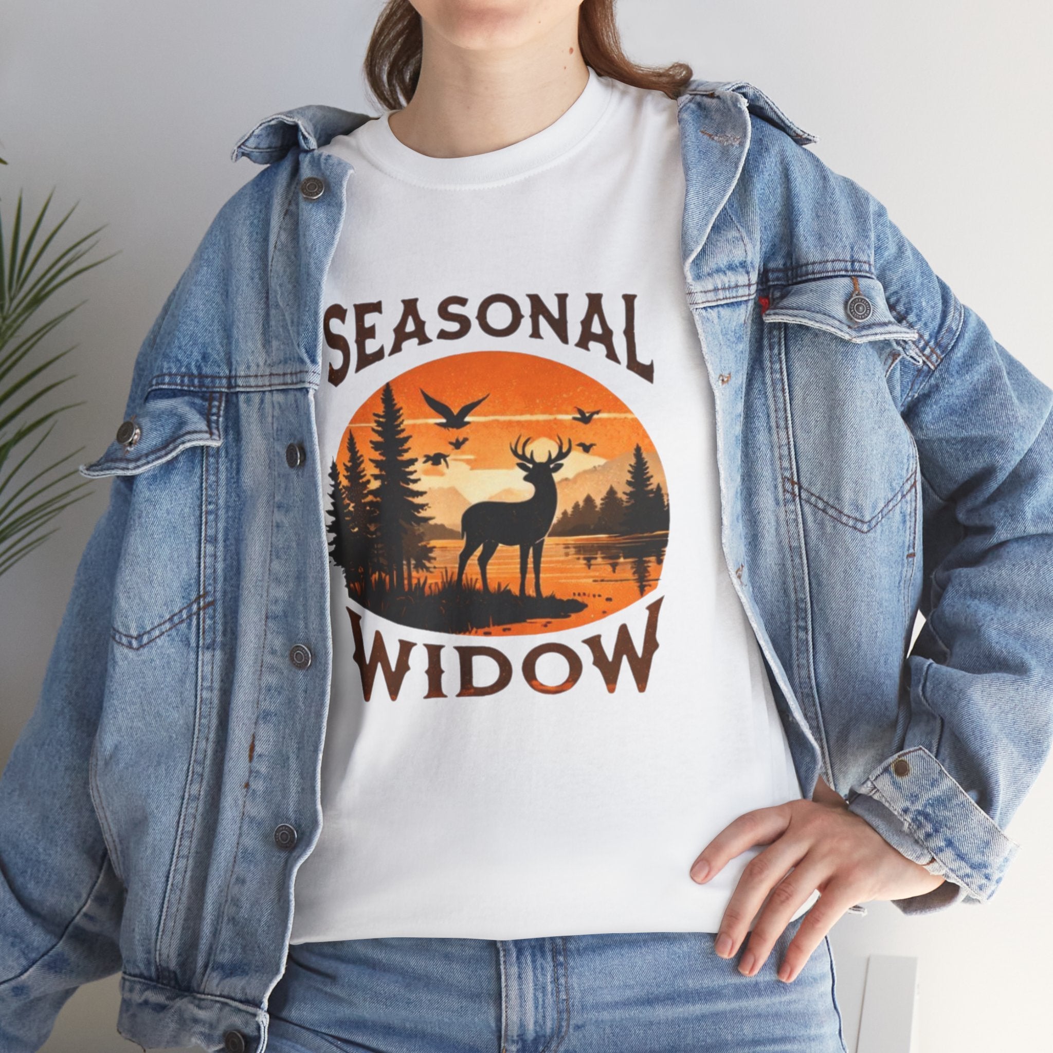 Seasonal Widow Tee | Hunting Wife Deer Sunset Graphic T-Shirt