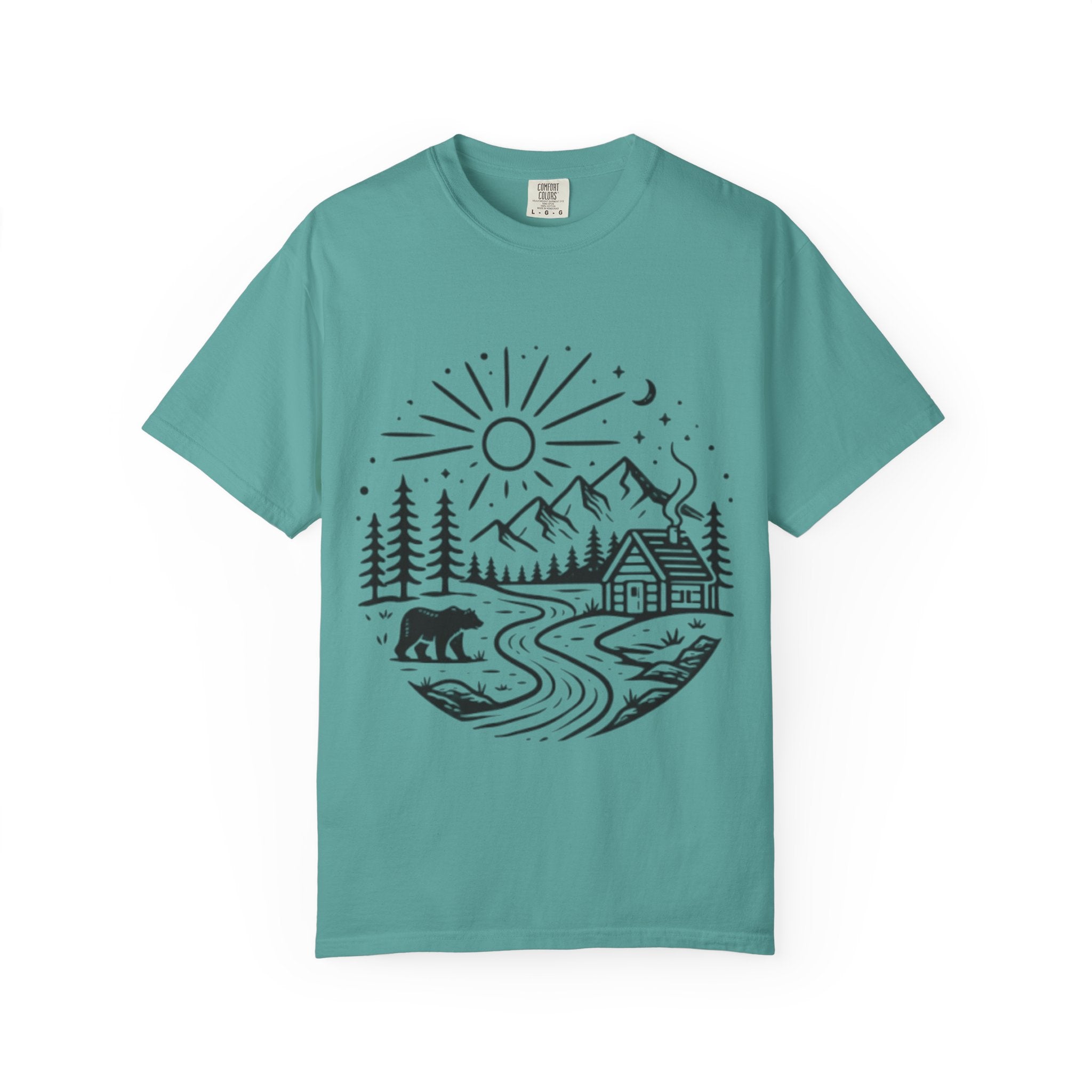 Cabin River Wilderness T-Shirt | Mountain, Bear & Forest Outdoor Tee