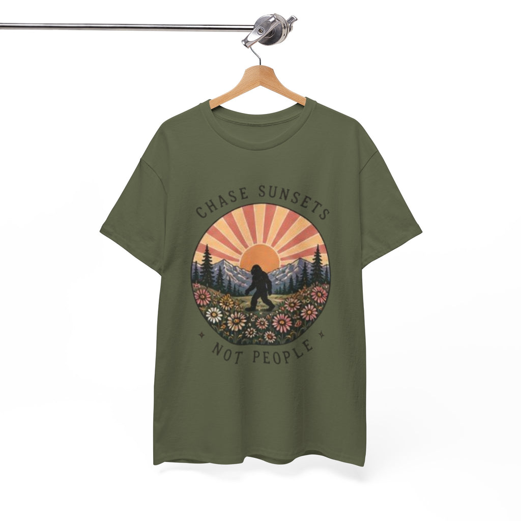 Chase Sunsets Not People Bigfoot Tee
