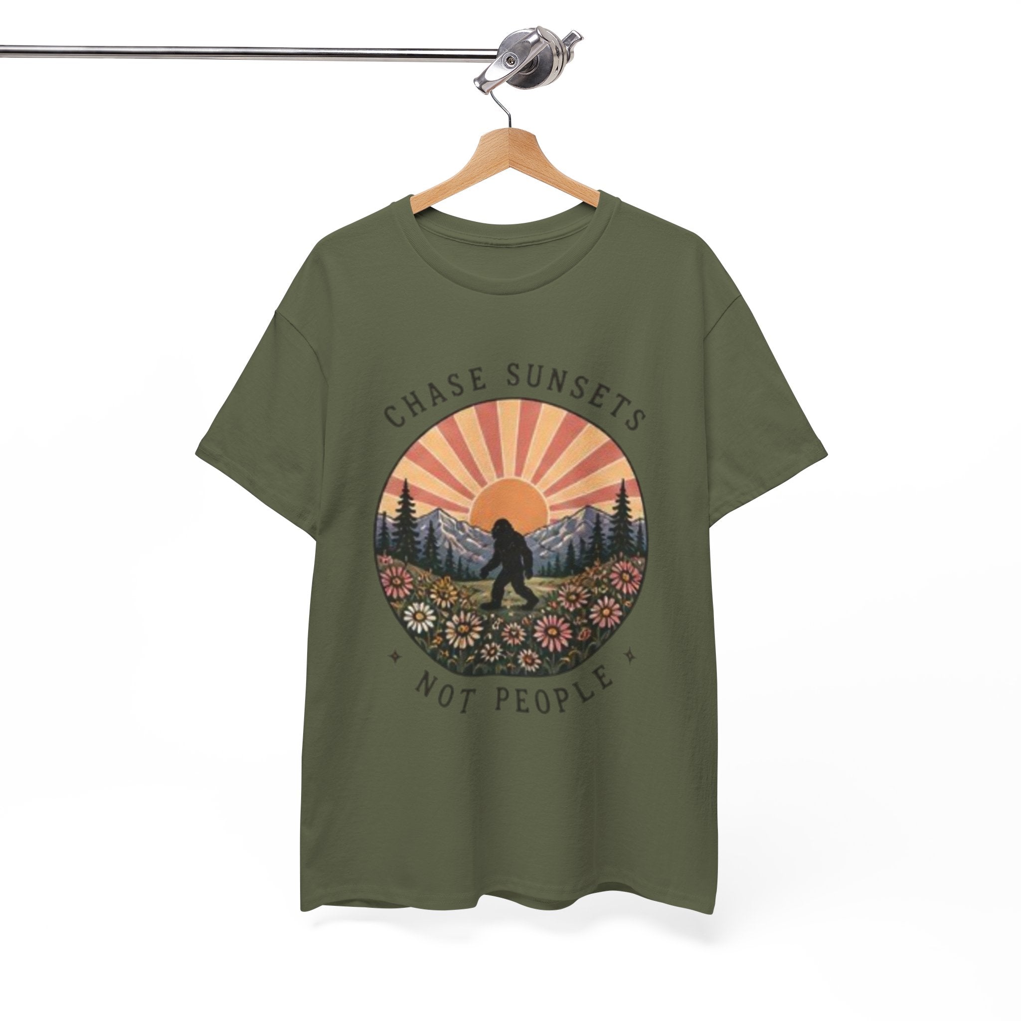 Chase Sunsets Not People Bigfoot Tee