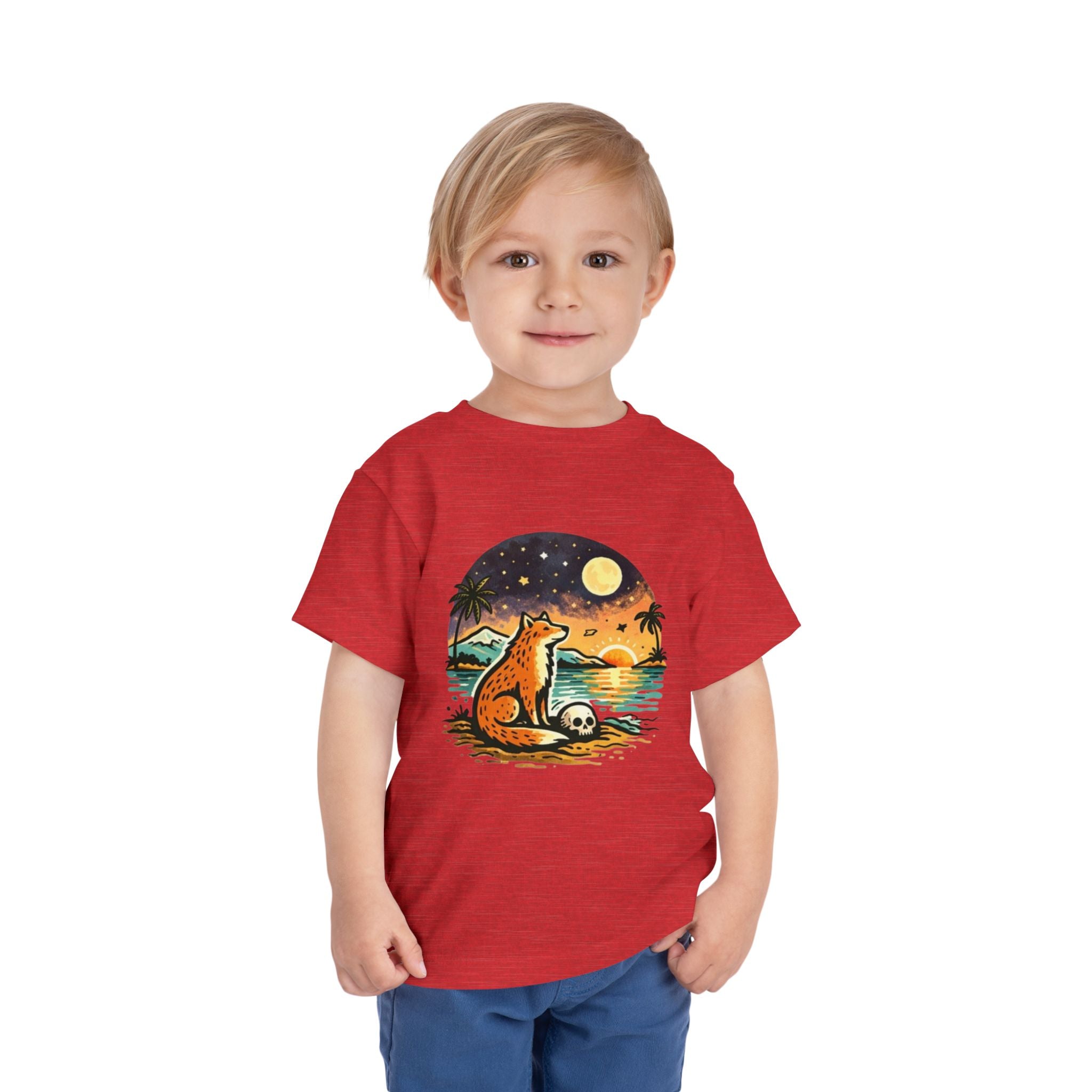 Toddler Tee | Fox Watching Sunset Beach Illustration