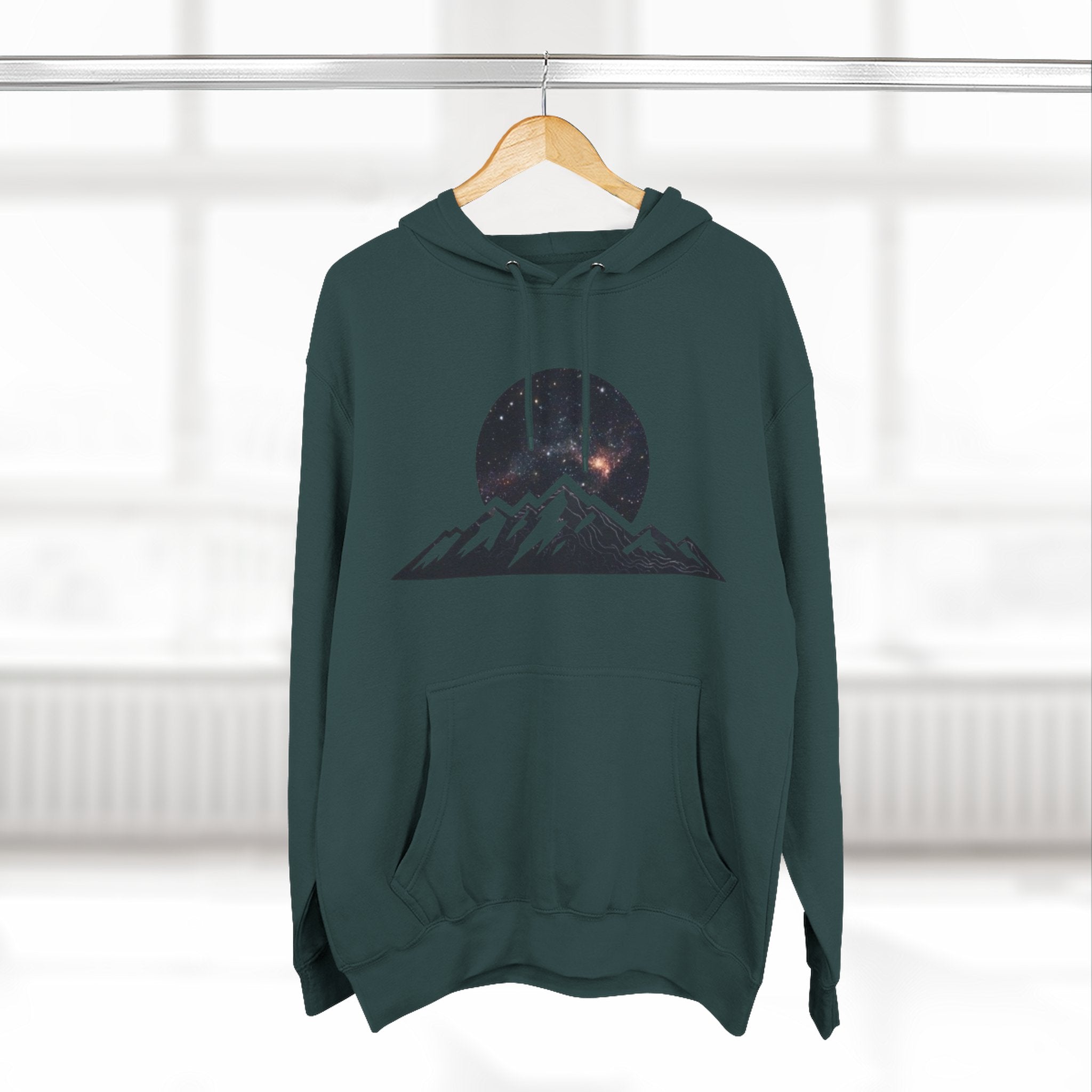 Mountain Sunset Hoodie | Minimalist Mountain Range with Night Sky Graphic