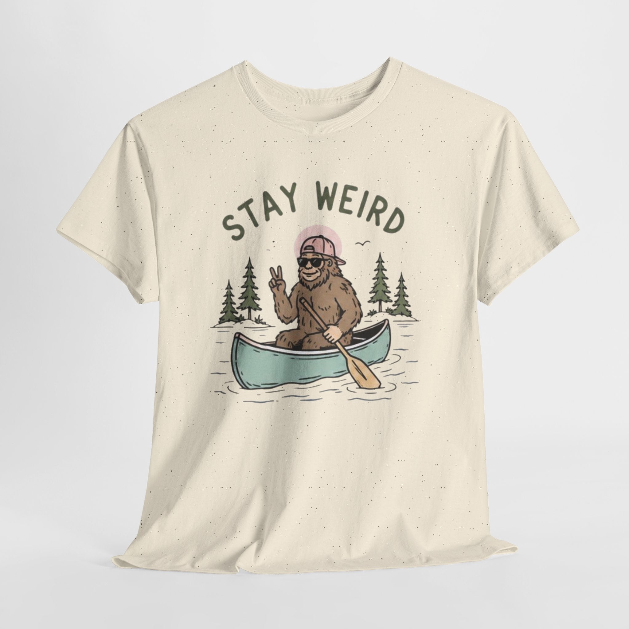Stay Weird Canoe Tee | Funny Bigfoot Camping T-Shirt