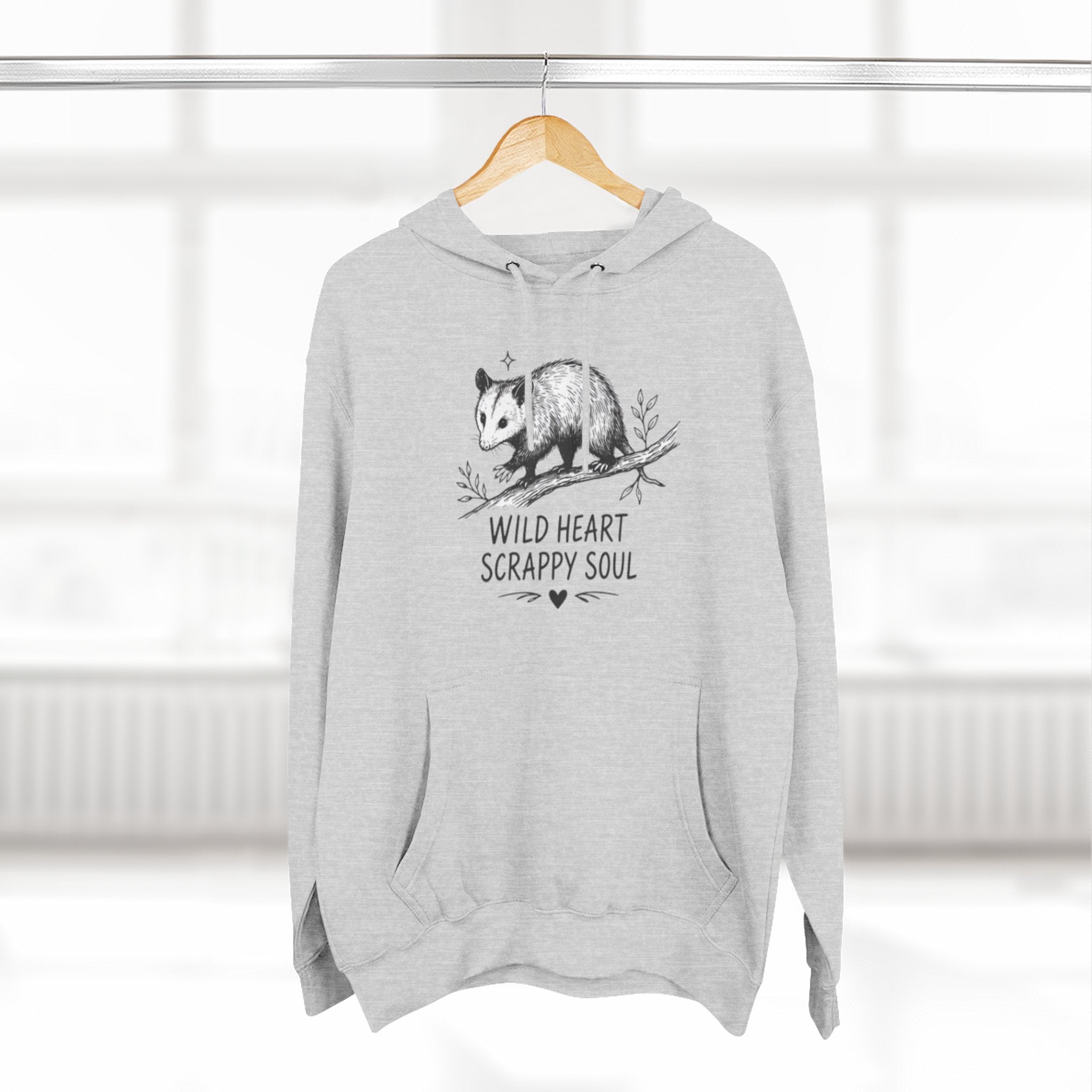 Hoodie | Wild Heart Scrappy Soul Opossum Illustration Cozy Hoodie