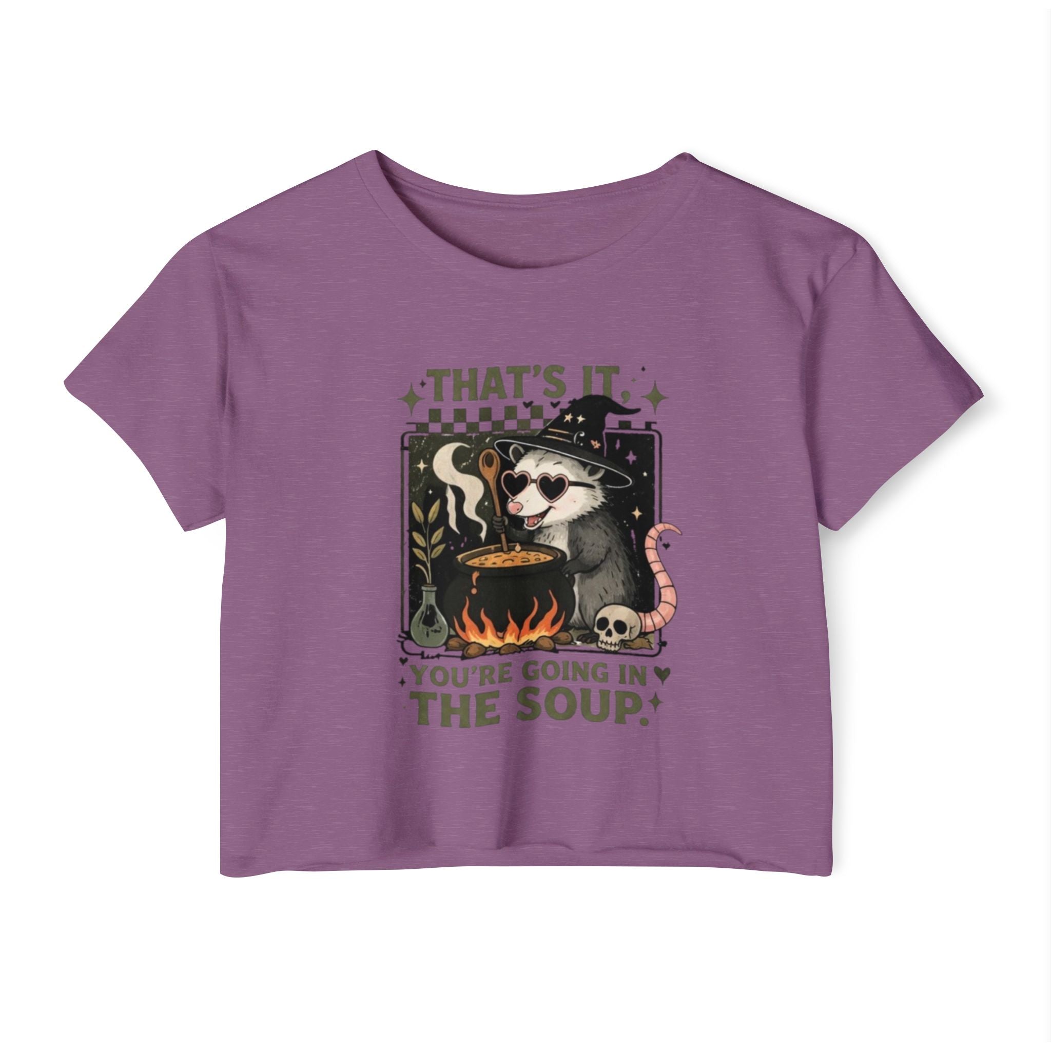 Witchy Opossum Crop Top | "Thats It, Youre Going in the Soup" Festival Tee