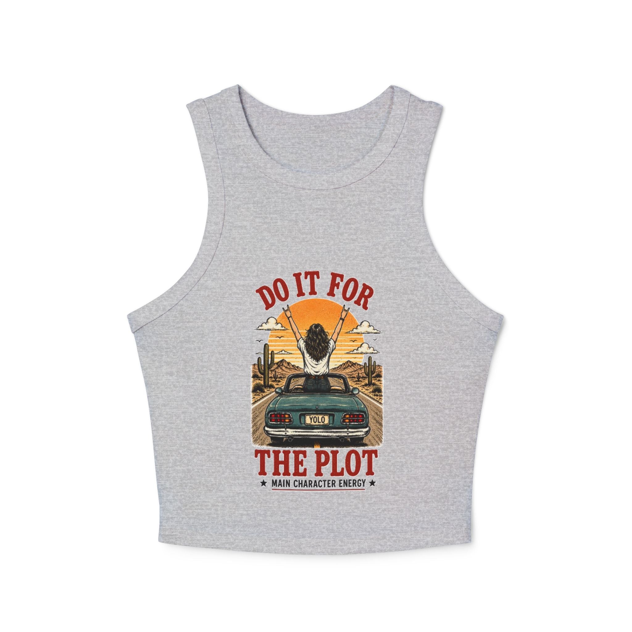 Do It For The Plot Sunset Racer Tank | Womens Micro Rib Tank