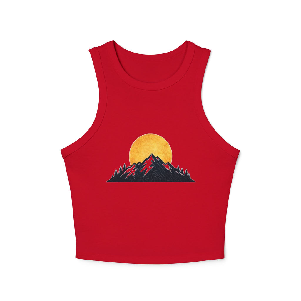 Sunset Mountain Racer Tank | Womens Cropped Graphic Tank Top