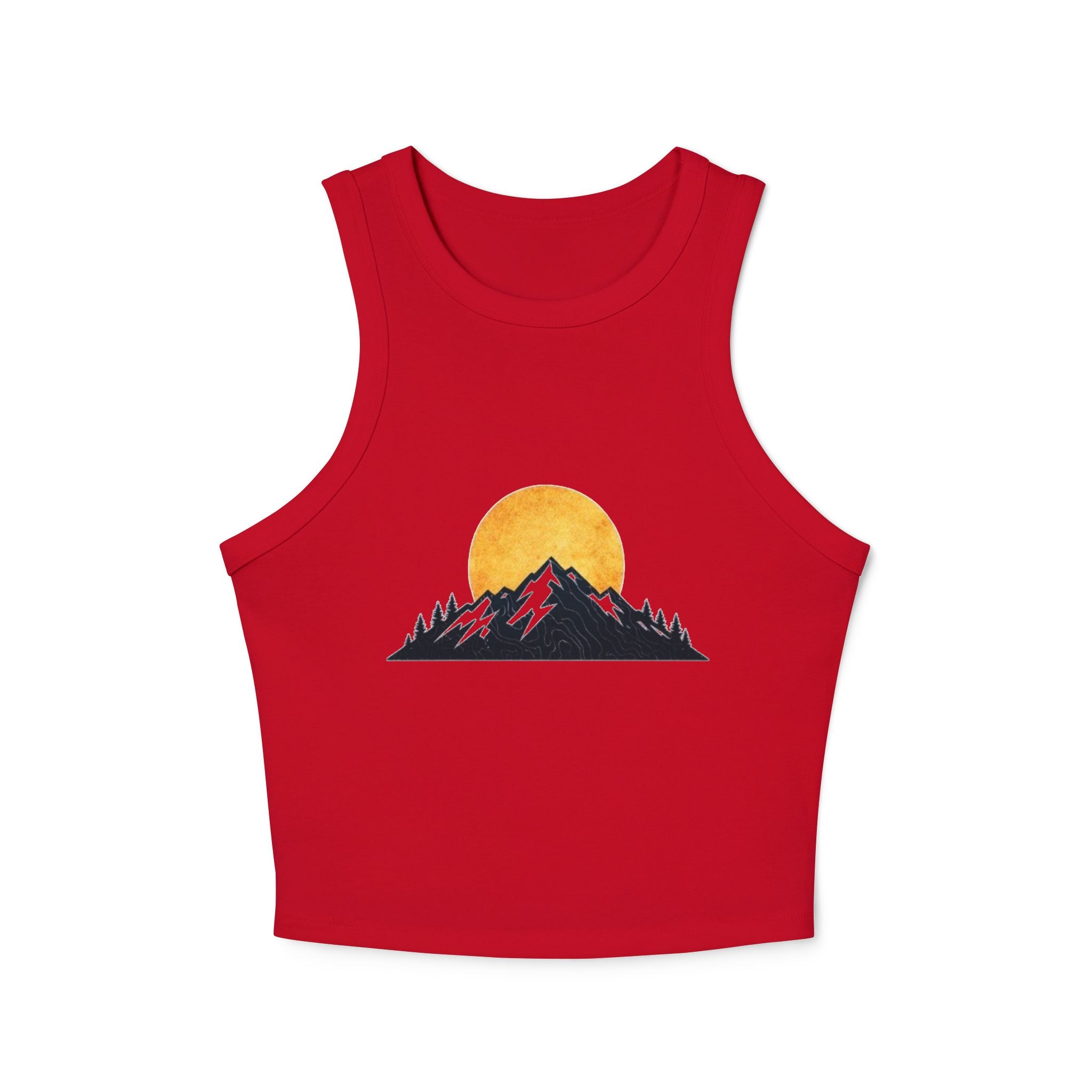 Sunset Mountain Racer Tank | Womens Cropped Graphic Tank Top