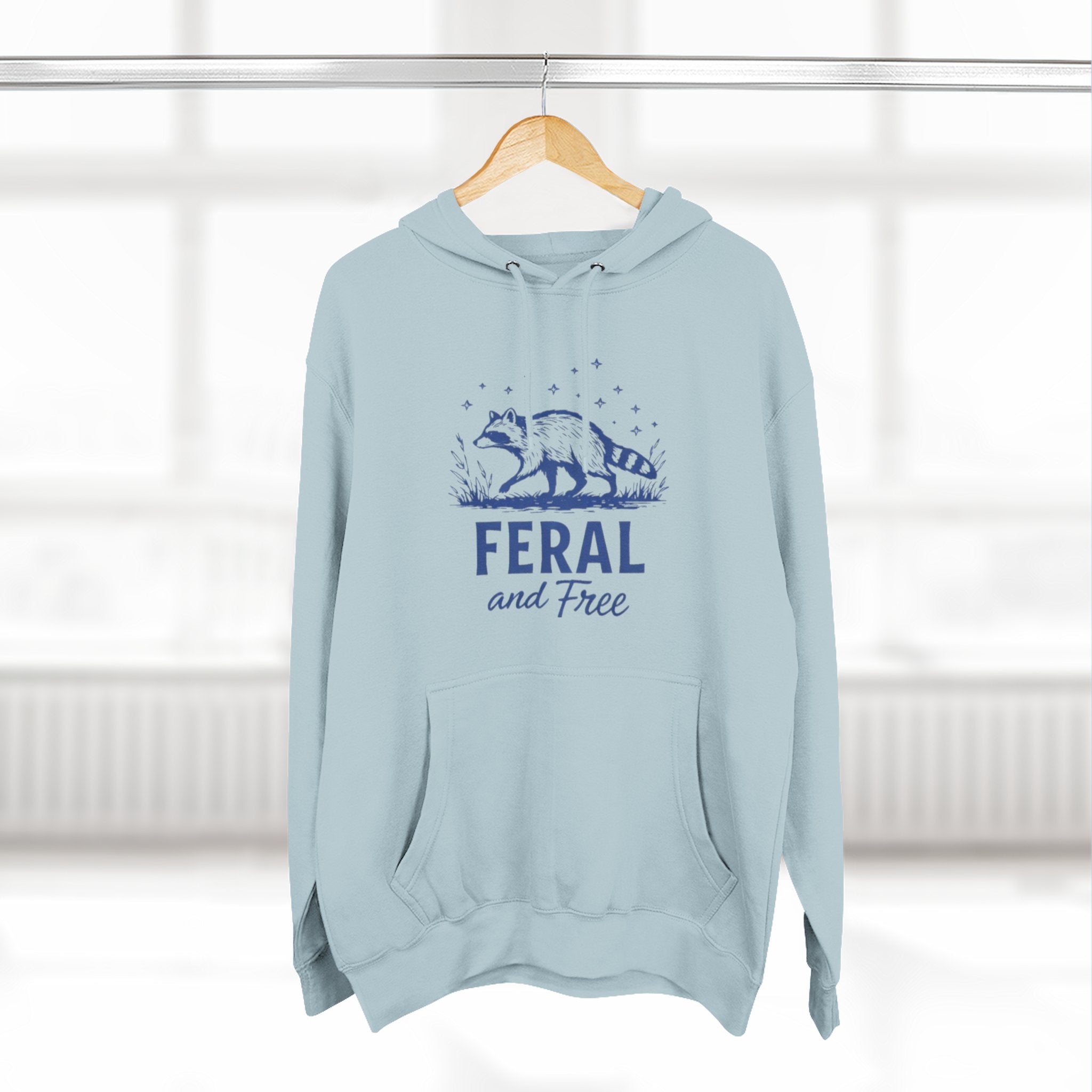 Hoodie | Feral and Free Raccoon Graphic Hoodie | Nature Lover Casual Pullover