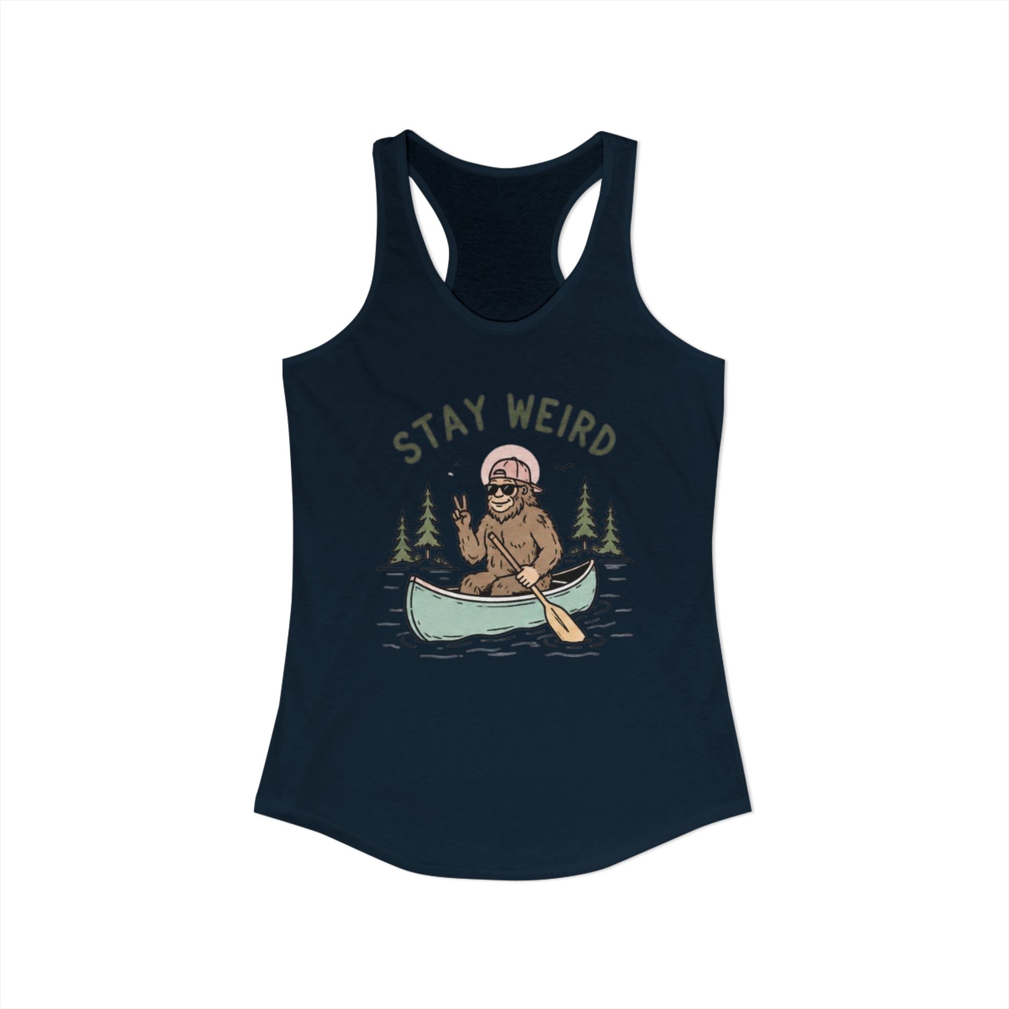 Bigfoot Canoeing Racerback Tank | Womens Sasquatch Paddle Tank Top