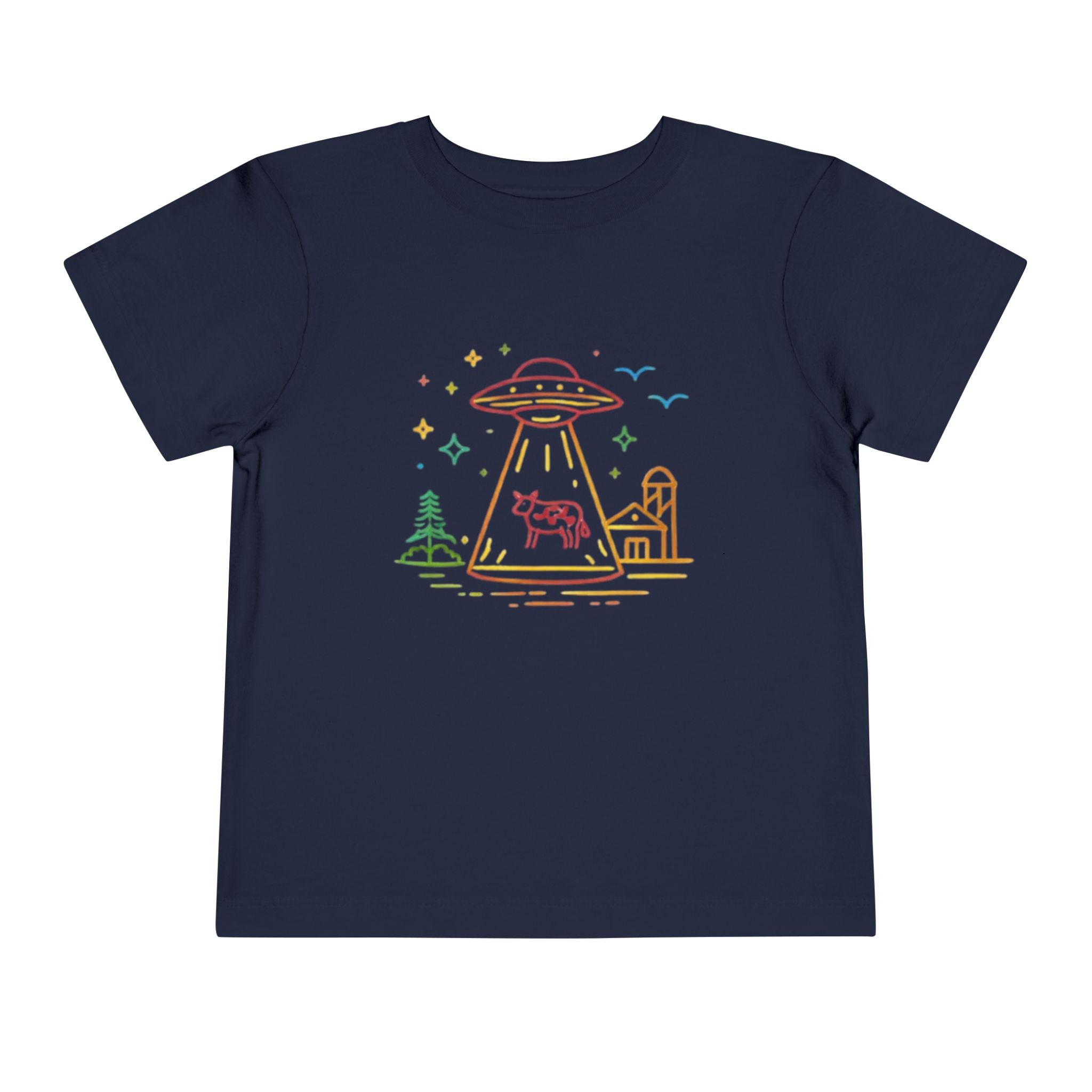 Toddler Tee | Cute Pastel UFO Cow Abduction Graphic
