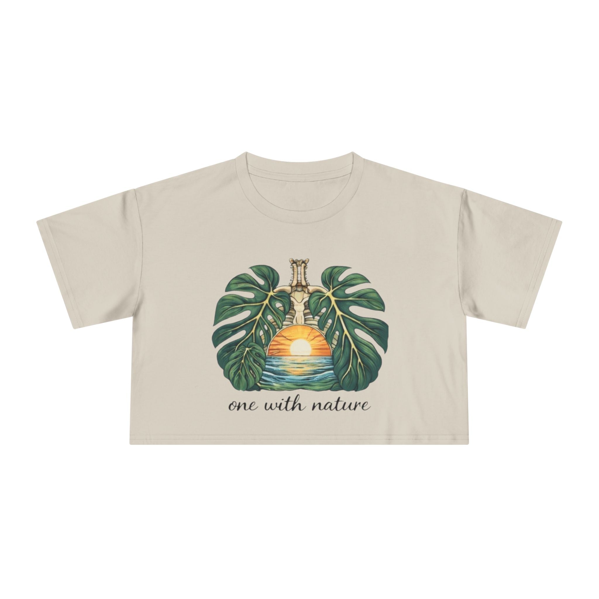 One With Nature Crop Tee | Botanical Sunset Womens Cropped T-Shirt