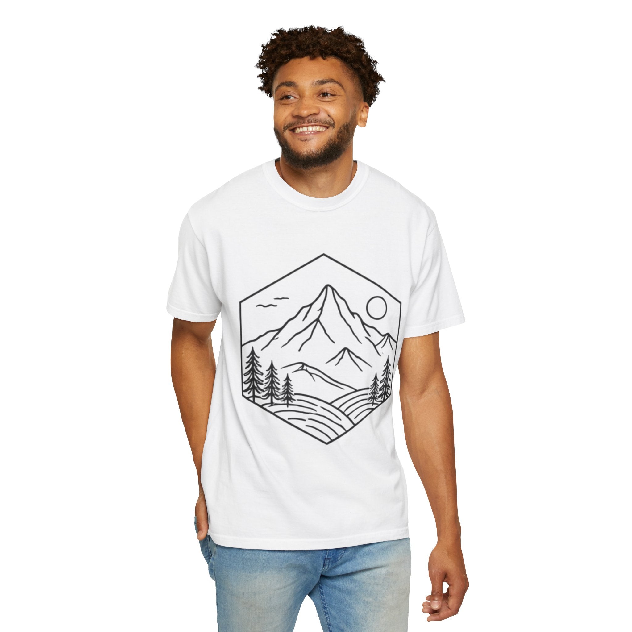 Mountain Landscape T-Shirt | Minimal Line Art Outdoors Tee