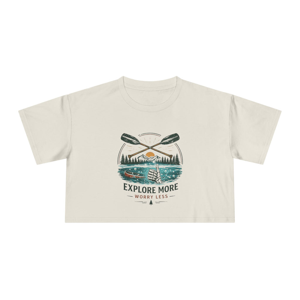 Crop Tee | Explore More "Worry Less" Outdoor Adventure Graphic