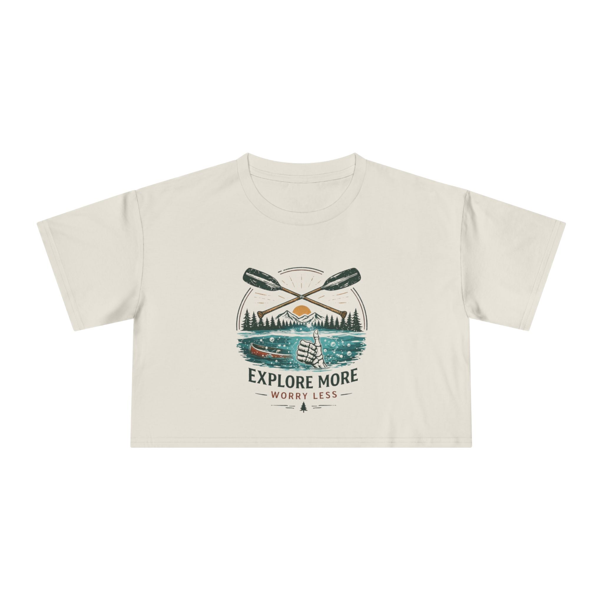 Crop Tee | Explore More "Worry Less" Outdoor Adventure Graphic