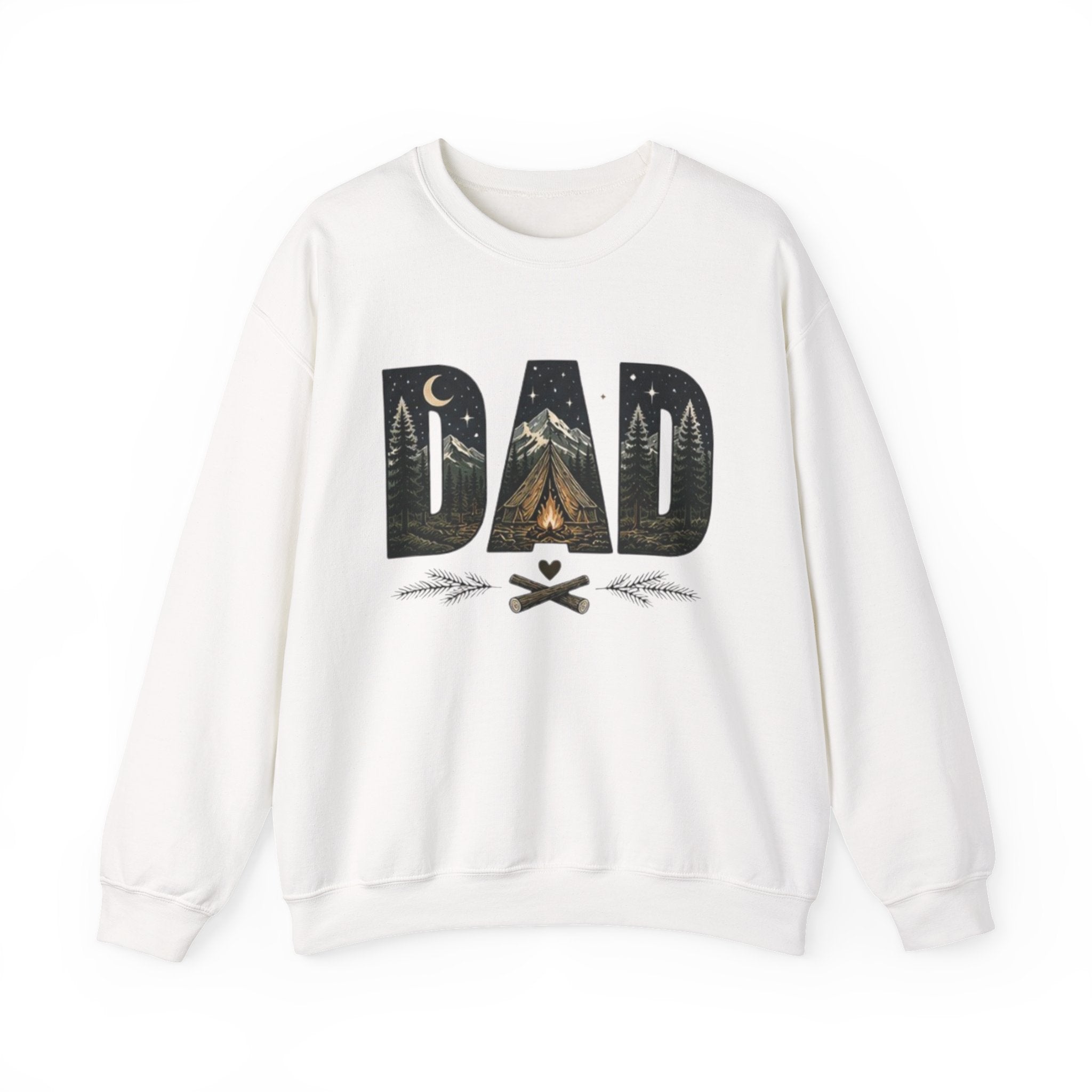 Dad Camping Crewneck Sweatshirt | Rustic Campfire & Mountain Outdoor Dad Gift