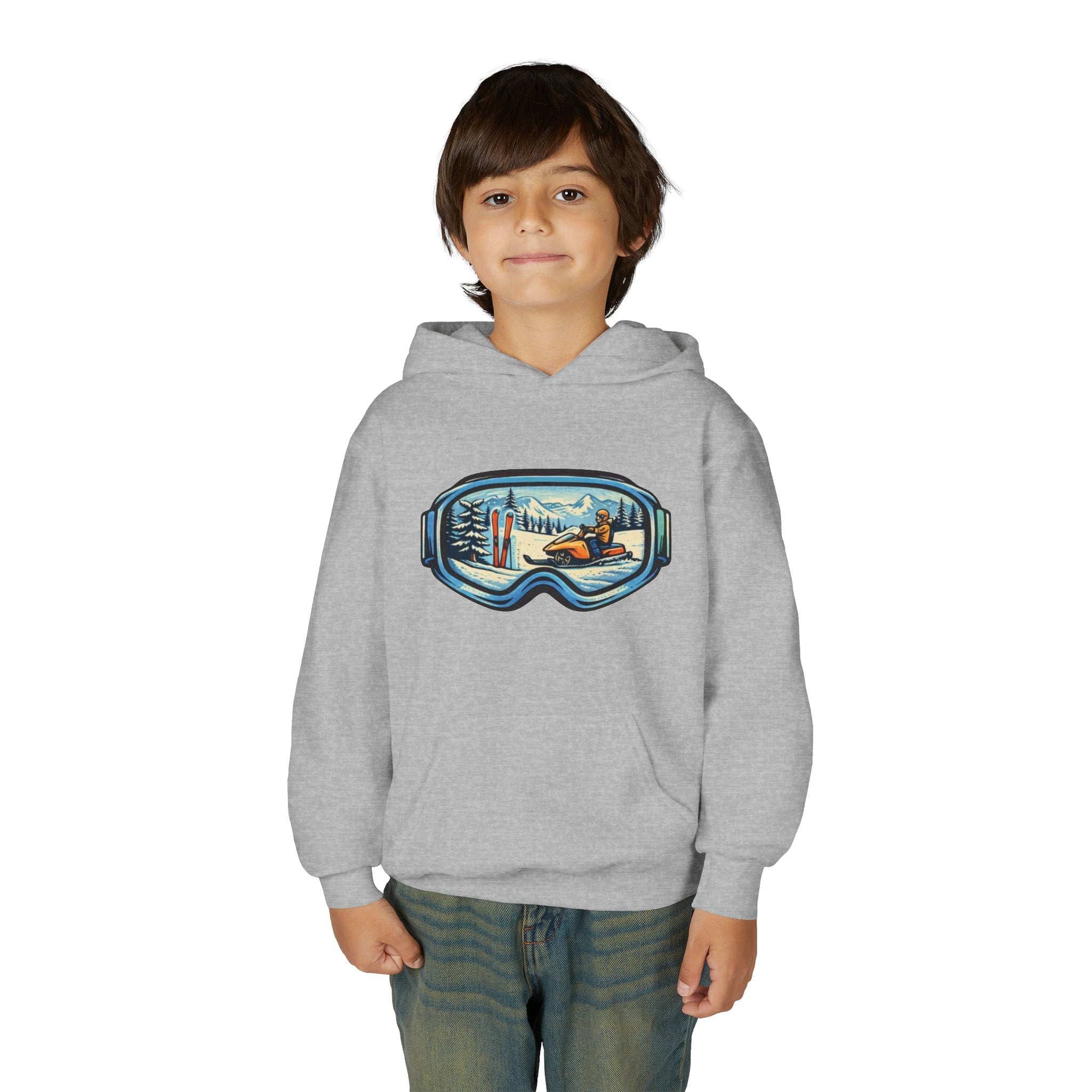 Youth Ski Goggles Hoodie | Winter Snowboard Scene Pullover