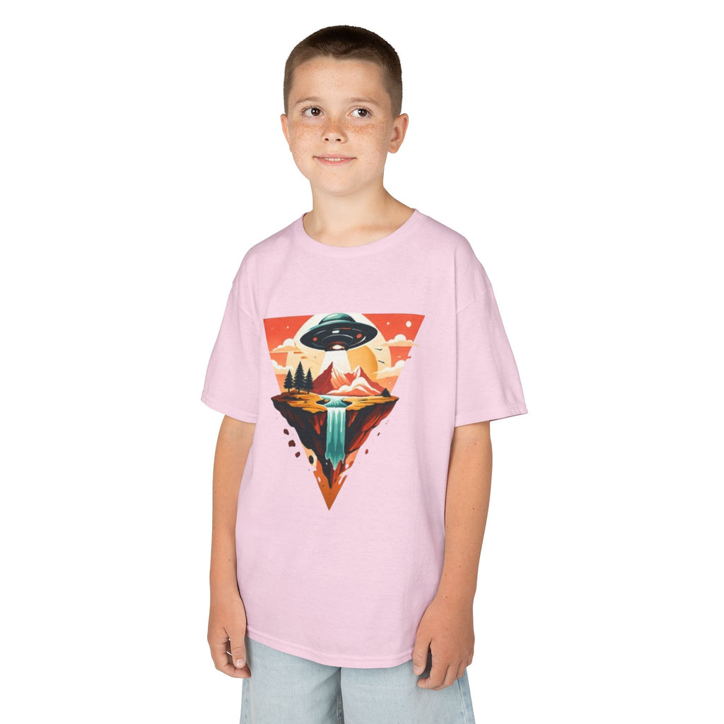 Kids Tee | UFO Mountain Waterfall Adventure Graphic