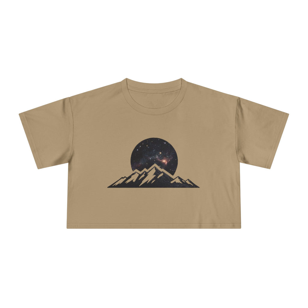 Crop Tee | Night Sky Mountain Graphic