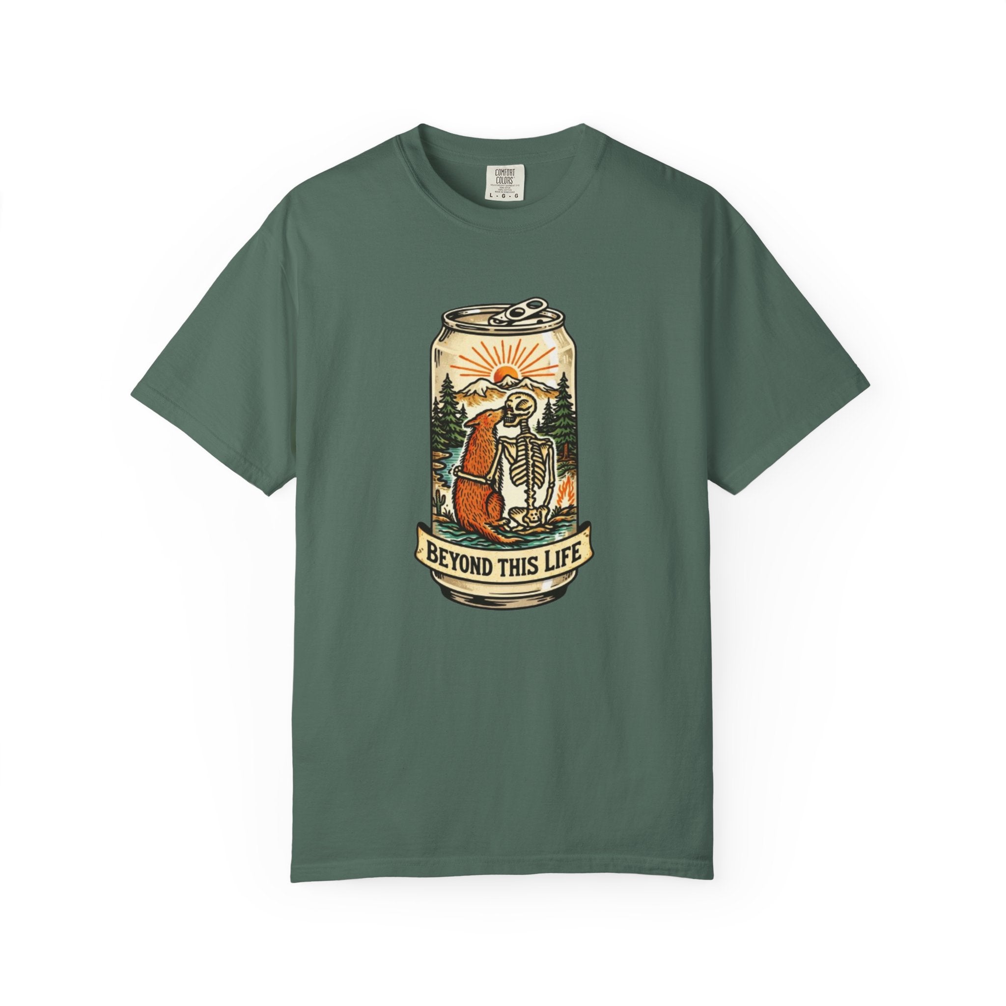 Beyond This Life T-Shirt | Vintage Skull & Can Graphic Tee