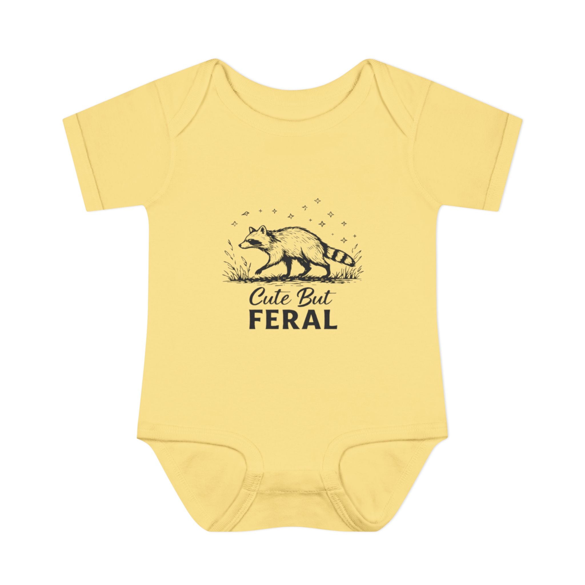 Infant Bodysuit  "Cute But Feral" Raccoon Baby Onesie | Funny Newborn Shower Gift