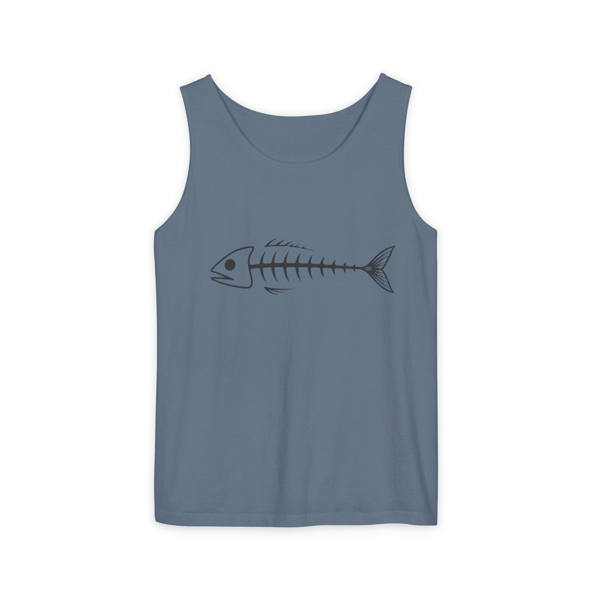 Fish Skeleton Tank Top | Minimalist Fishing Graphic Sleeveless Tee