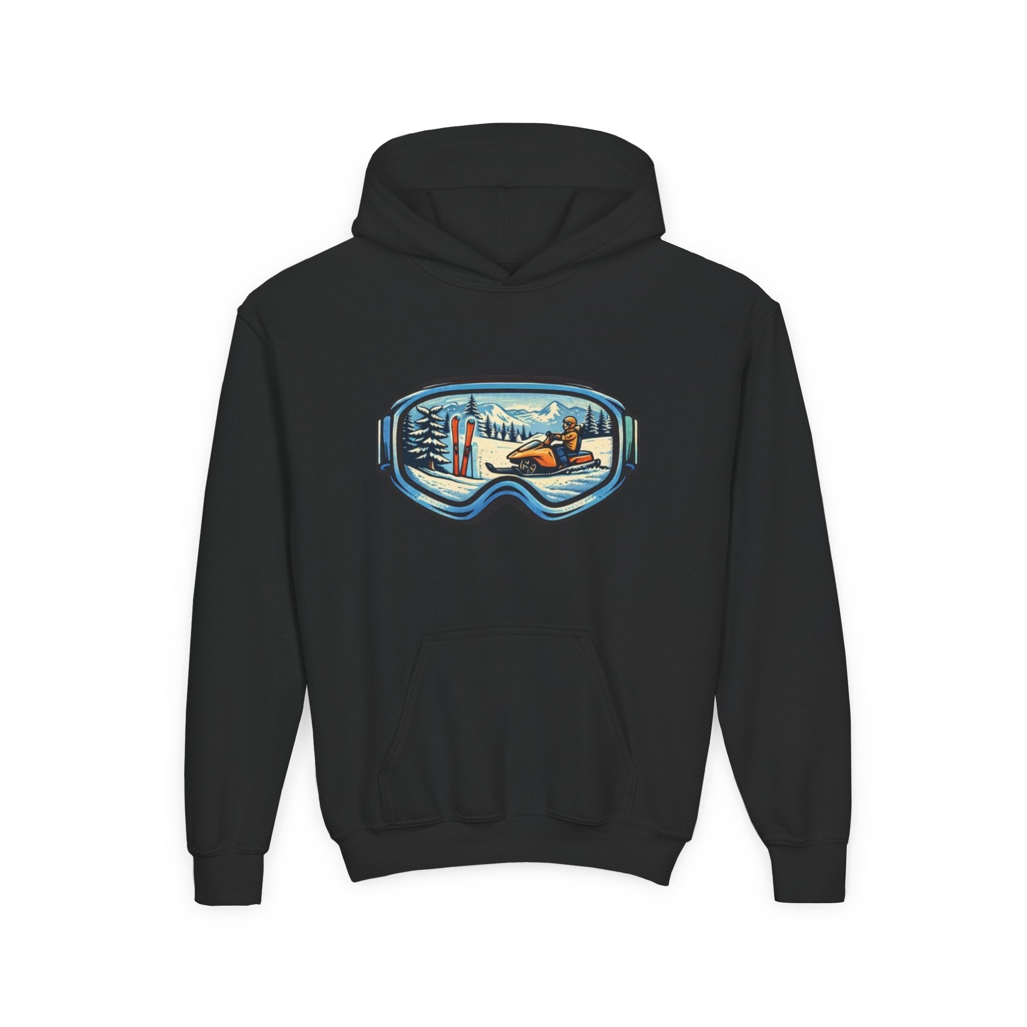 Youth Ski Goggles Hoodie | Winter Snowboard Scene Pullover