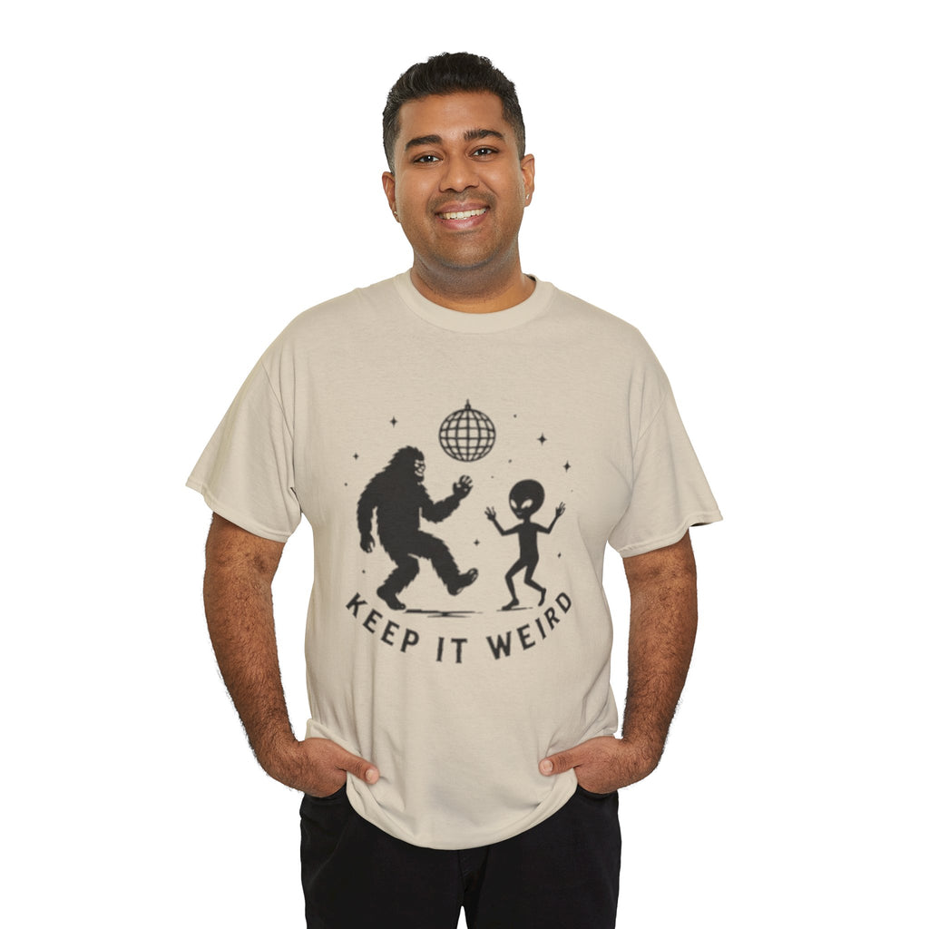 Keep It Weird T-Shirt | Dancing Bigfoot & Alien Disco Tee
