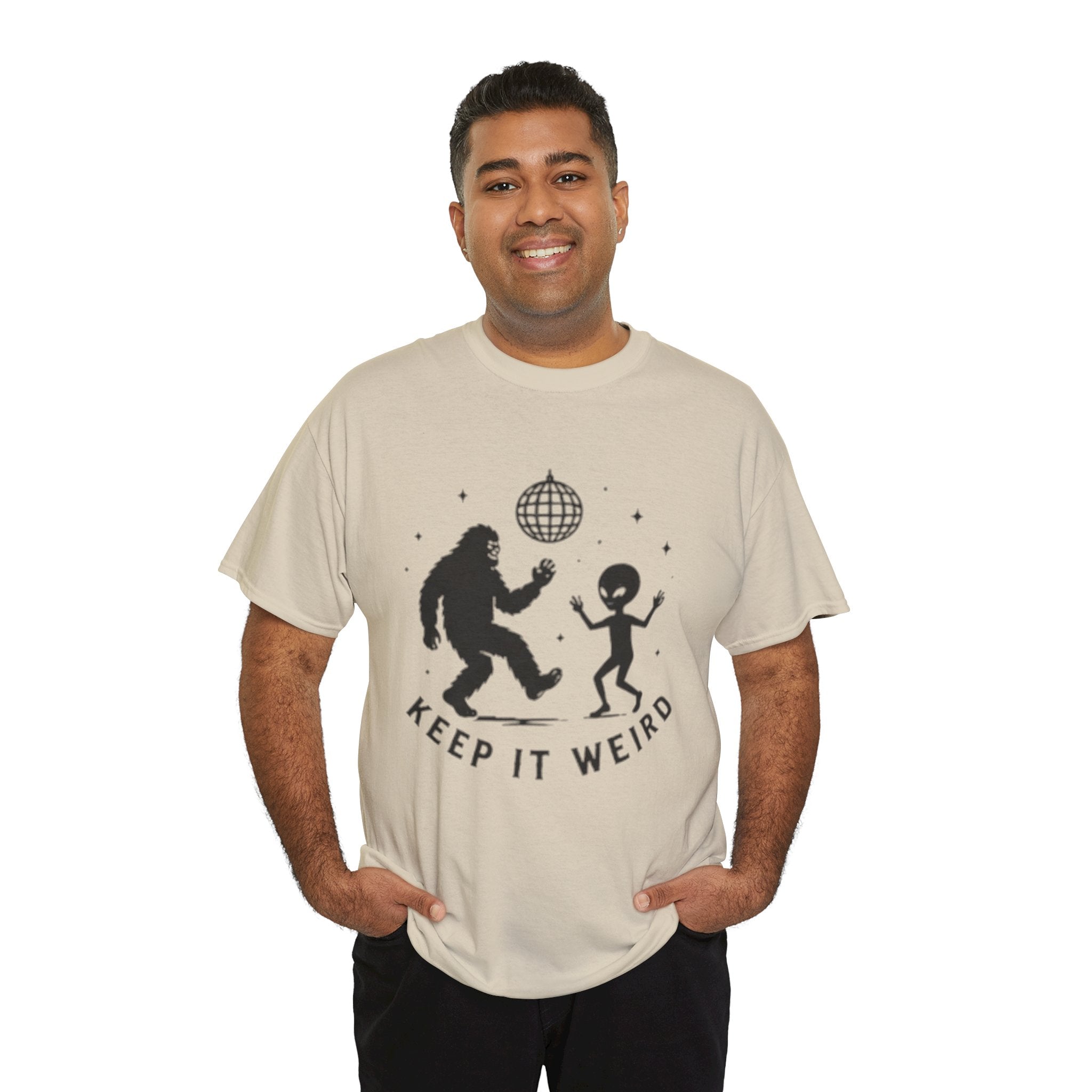 Keep It Weird T-Shirt | Dancing Bigfoot & Alien Disco Tee