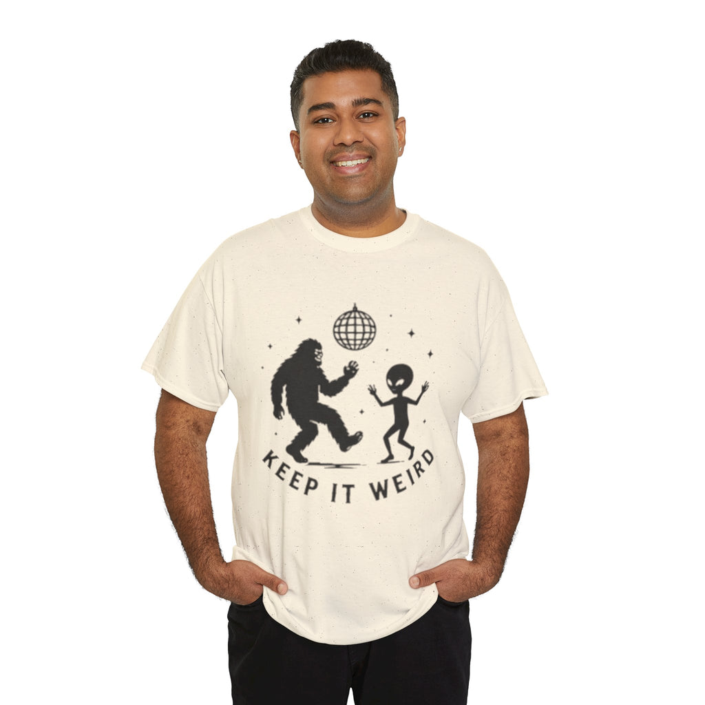 Keep It Weird T-Shirt | Dancing Bigfoot & Alien Disco Tee