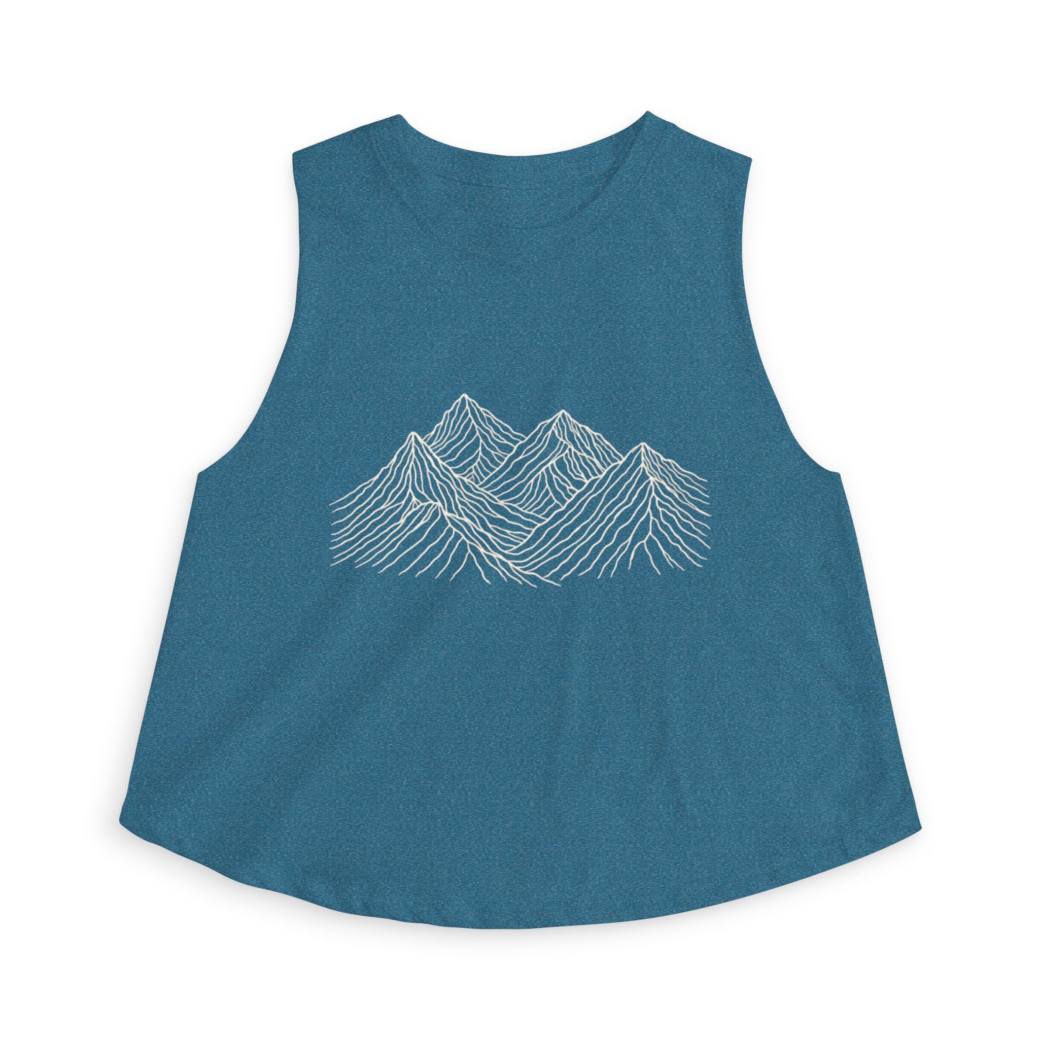 Mountain Line Art Crop Top | Women's Scenic Graphic Tank for Outdoor Lovers