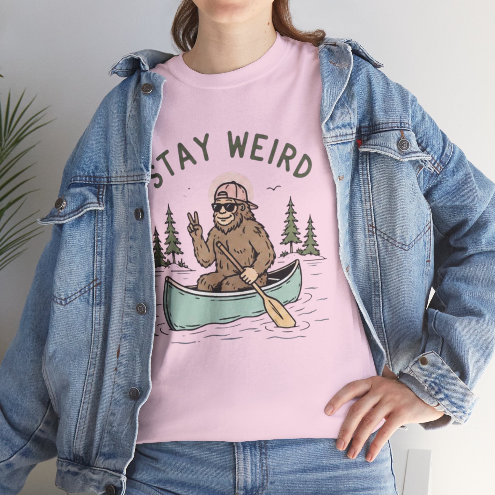Stay Weird Canoe Tee | Funny Bigfoot Camping T-Shirt