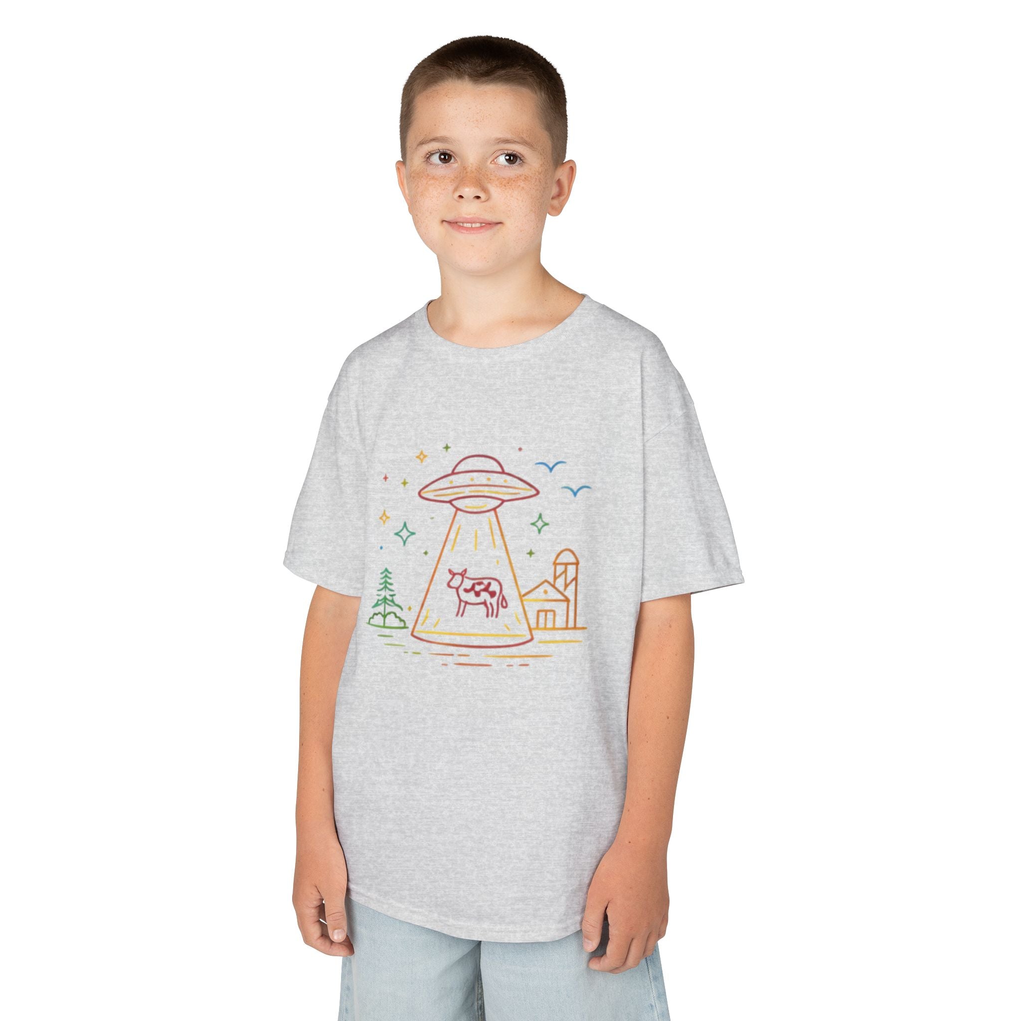 Kids T-Shirt | Pastel UFO Cow Abduction Design