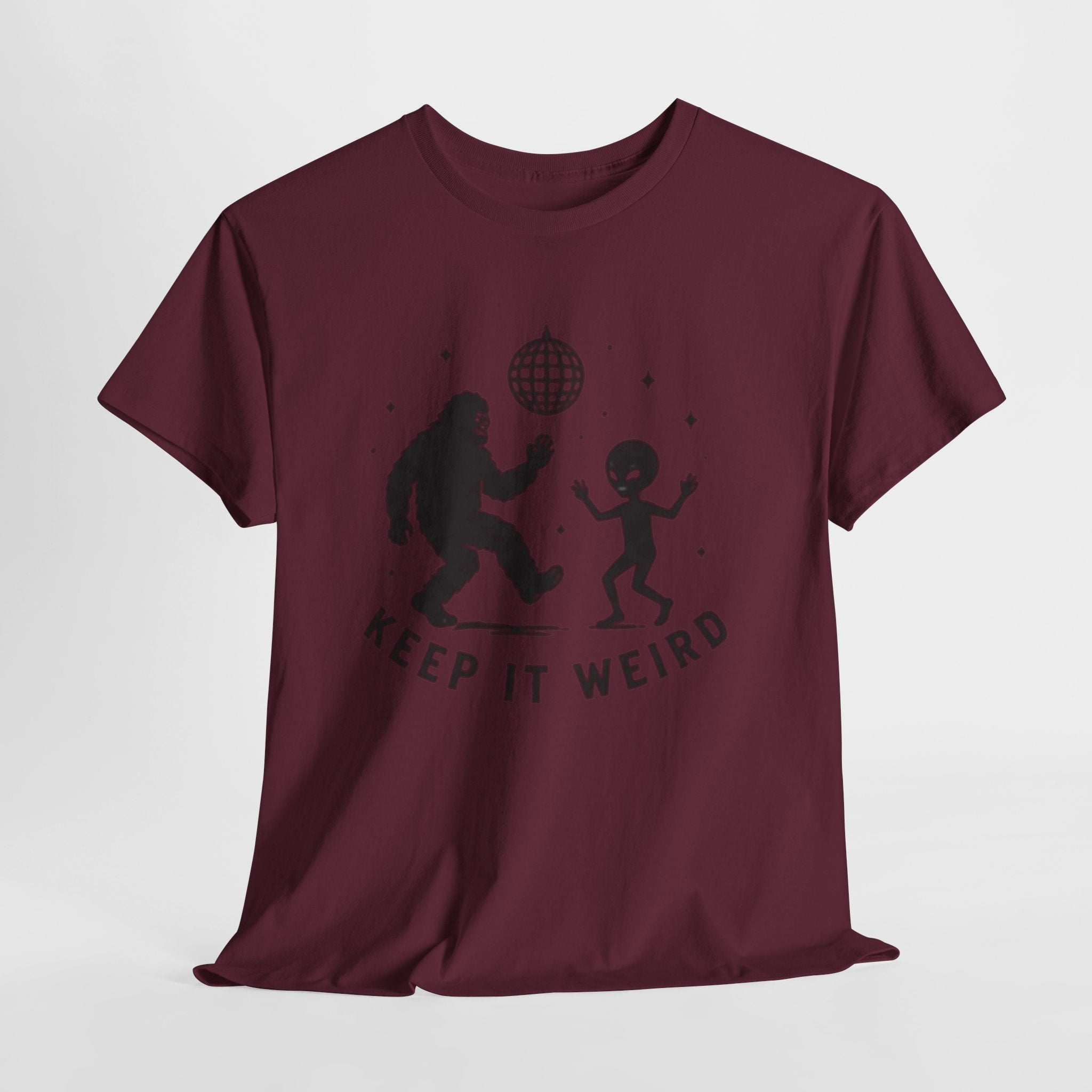 Keep It Weird T-Shirt | Dancing Bigfoot & Alien Disco Tee