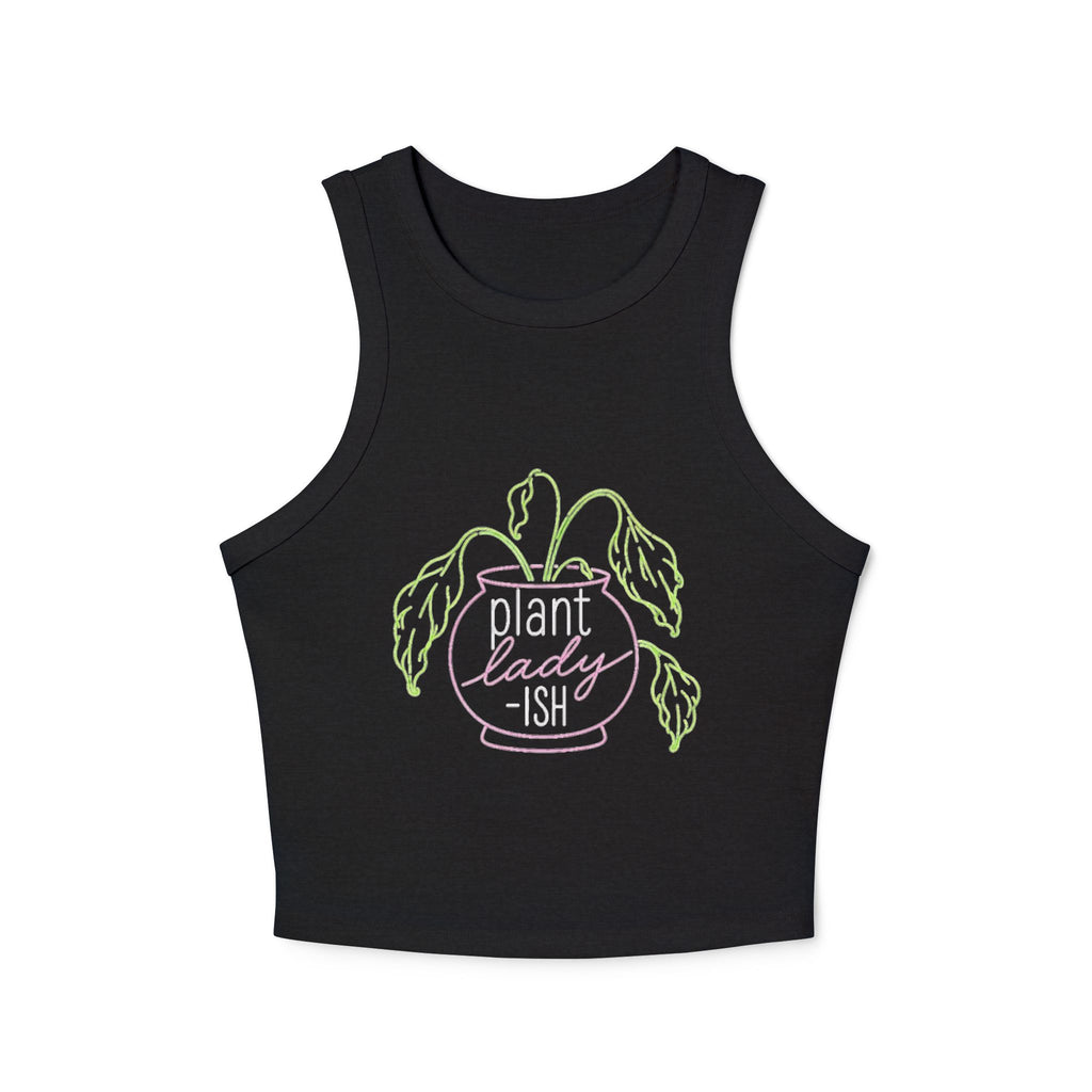 Plant Lady-ish Crop Tank Top | Cute Gardening Graphic Racerback for Women