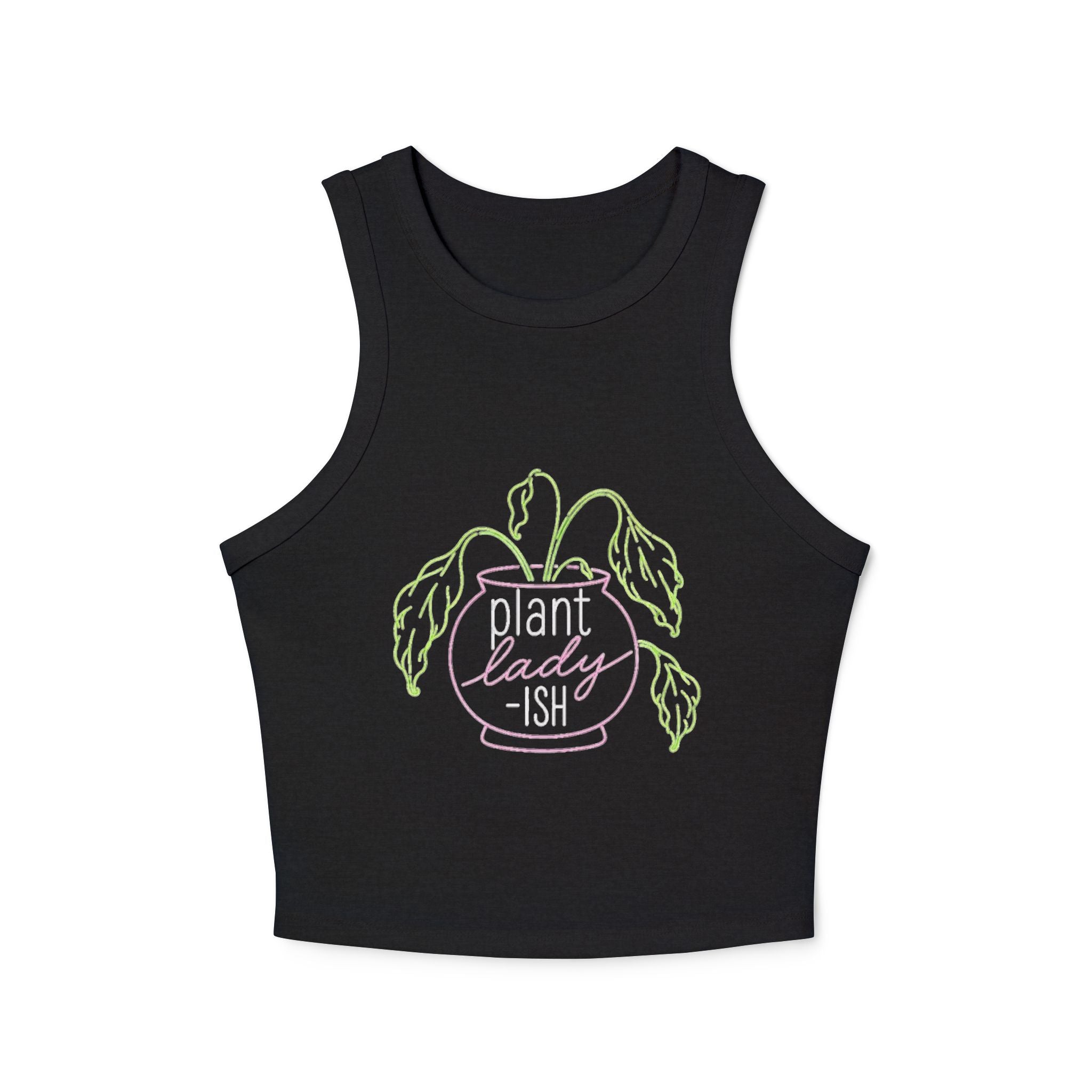 Plant Lady-ish Crop Tank Top | Cute Gardening Graphic Racerback for Women